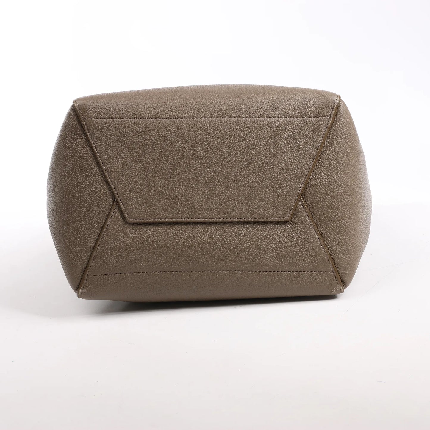 CELINE Seau Sangle Bucket Leather Shoulder Bag in Greige