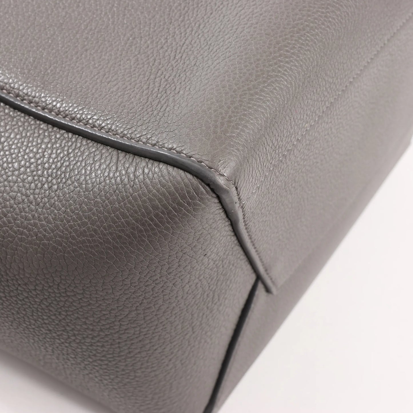 CELINE Seau Sangle Bucket Leather Shoulder Bag in Gray