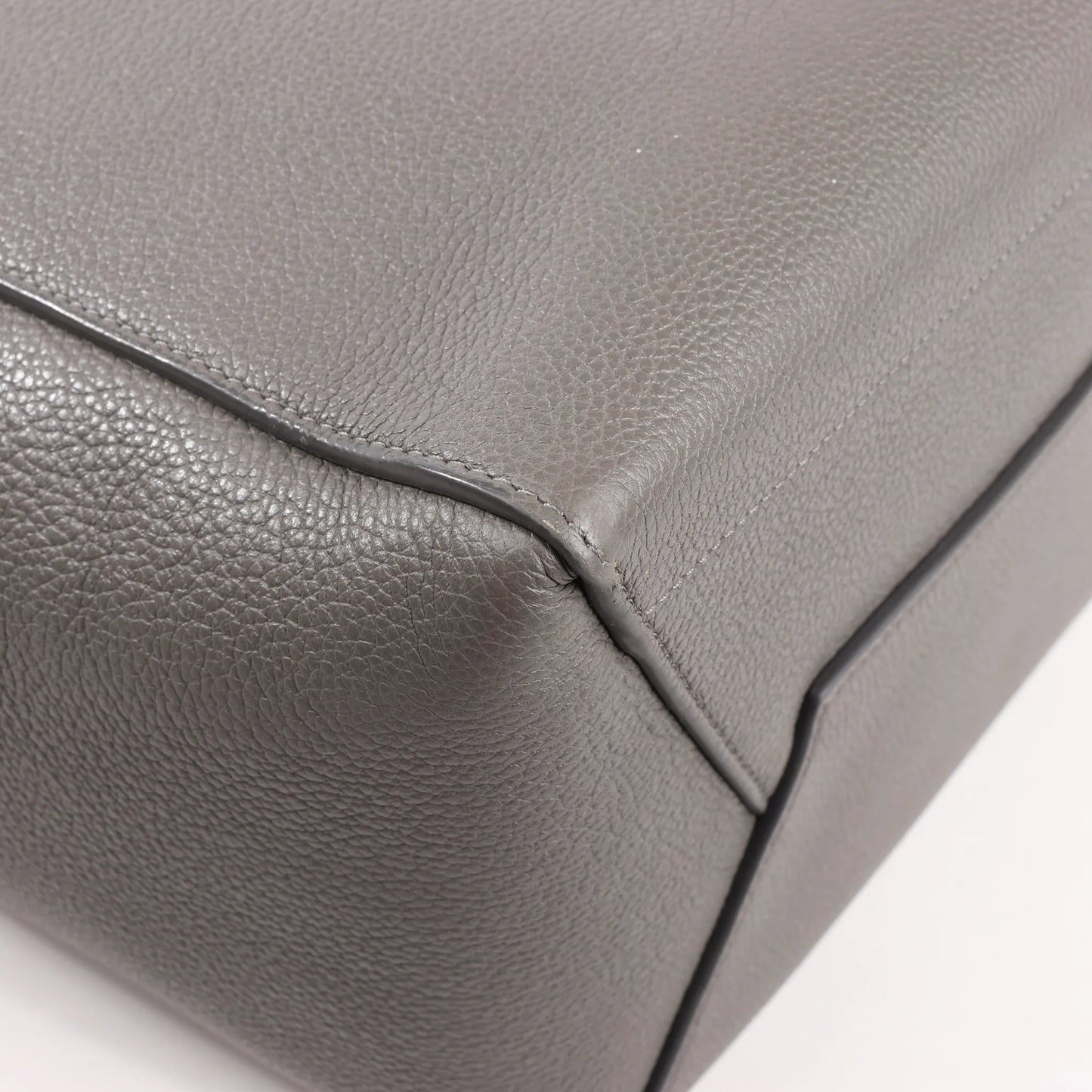 CELINE Seau Sangle Bucket Leather Shoulder Bag in Gray