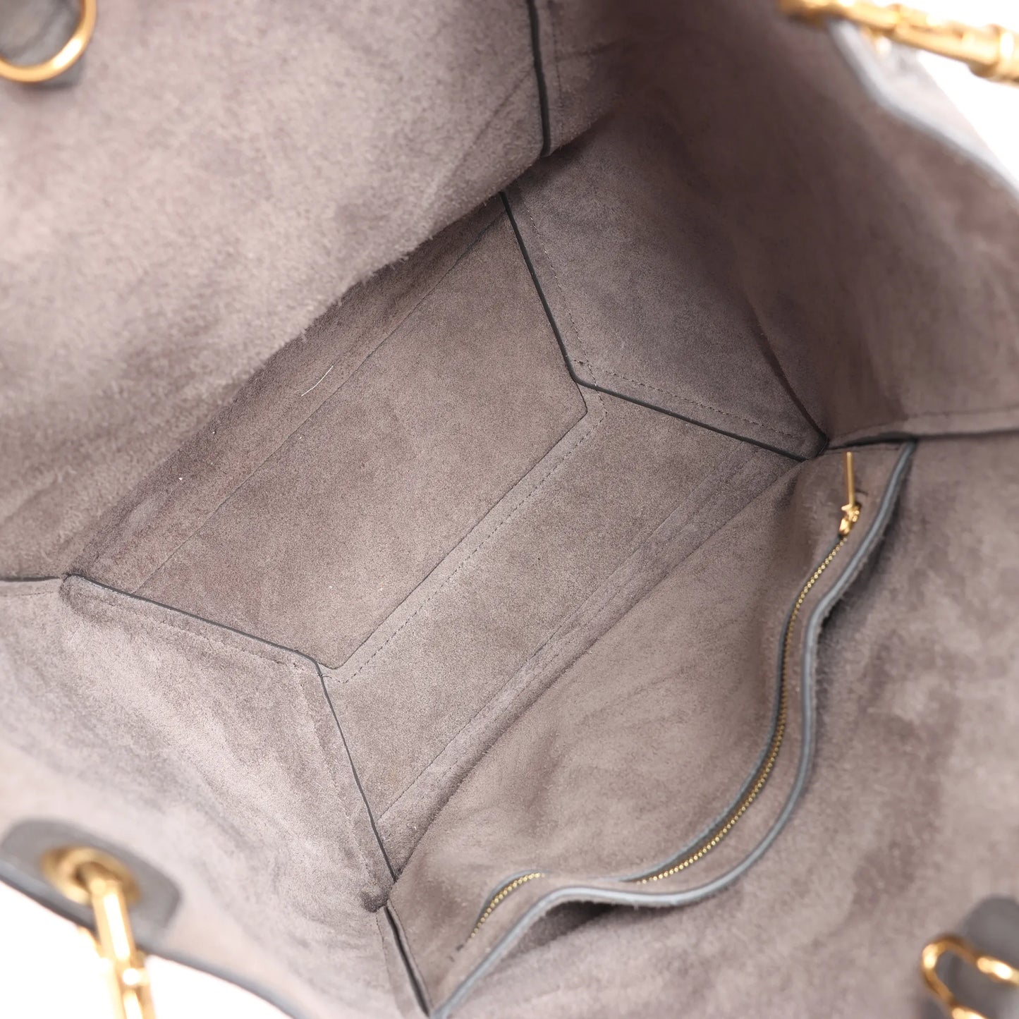 CELINE Seau Sangle Bucket Leather Shoulder Bag in Gray