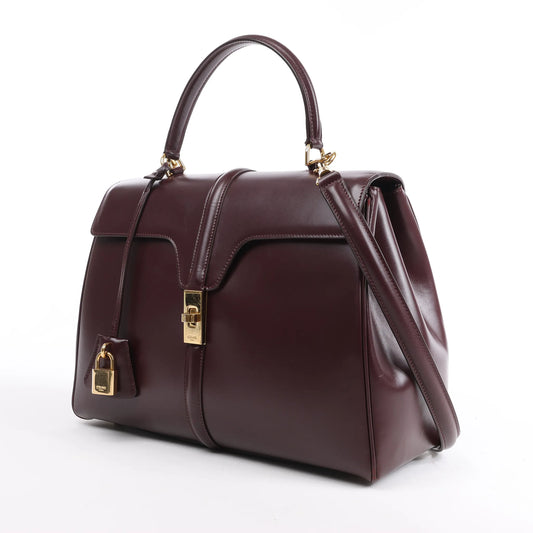Celine Sac 16 Medium Smooth Leather 2Way Handbag in Burgundy