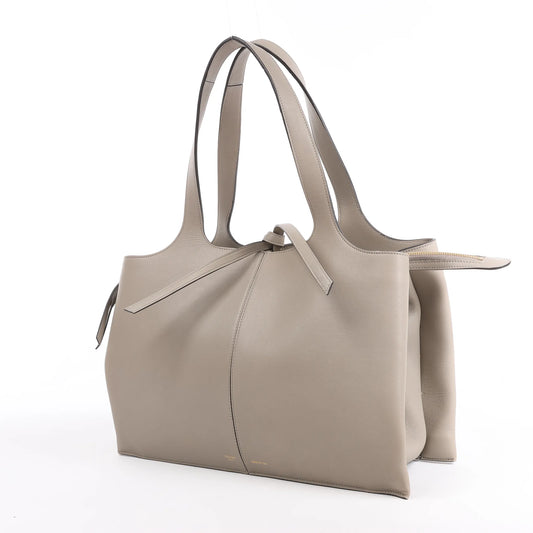 Celine Tri-Fold Leather Shoulder Bag in Greige