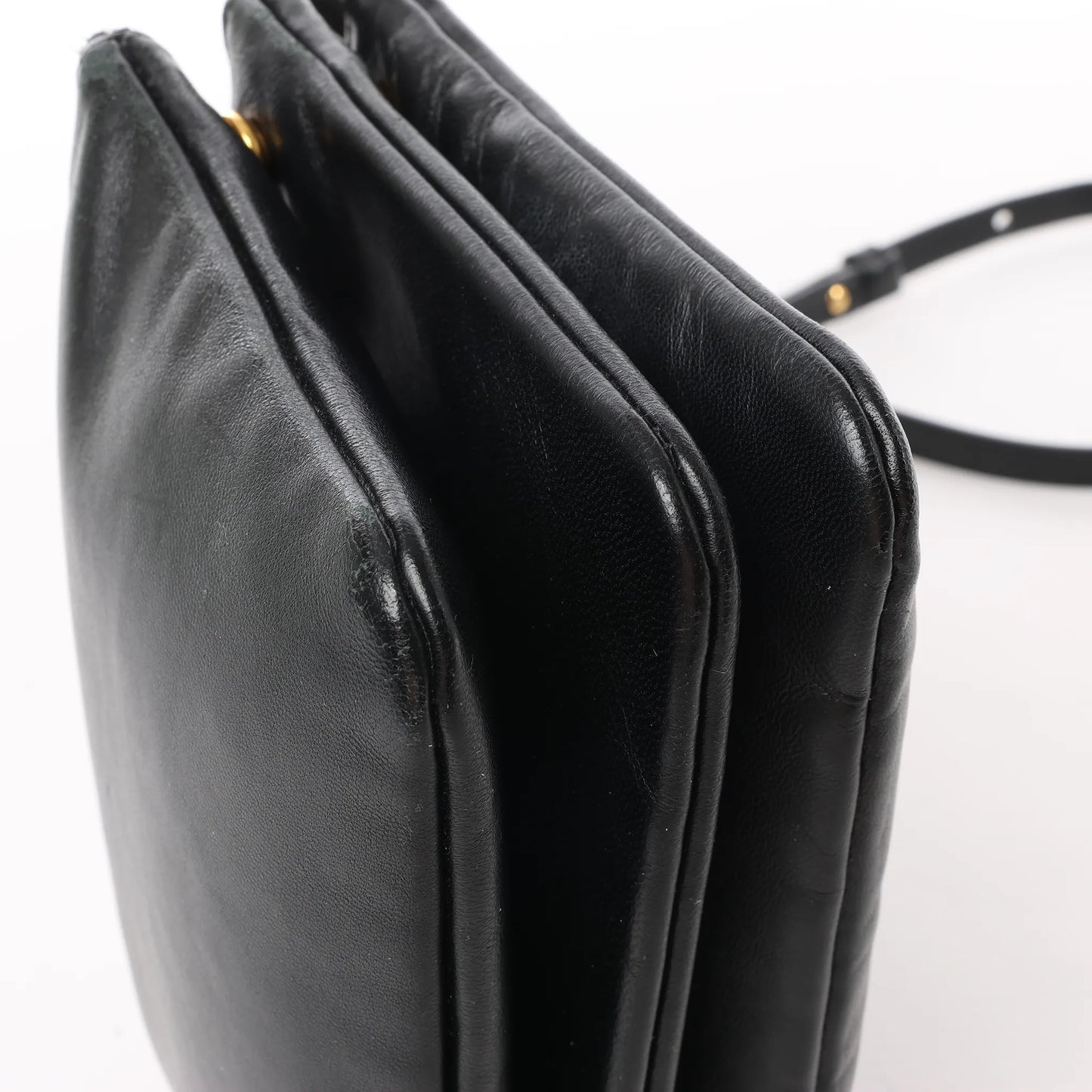 Petit sac bandoulière en cuir Celine Trio noir