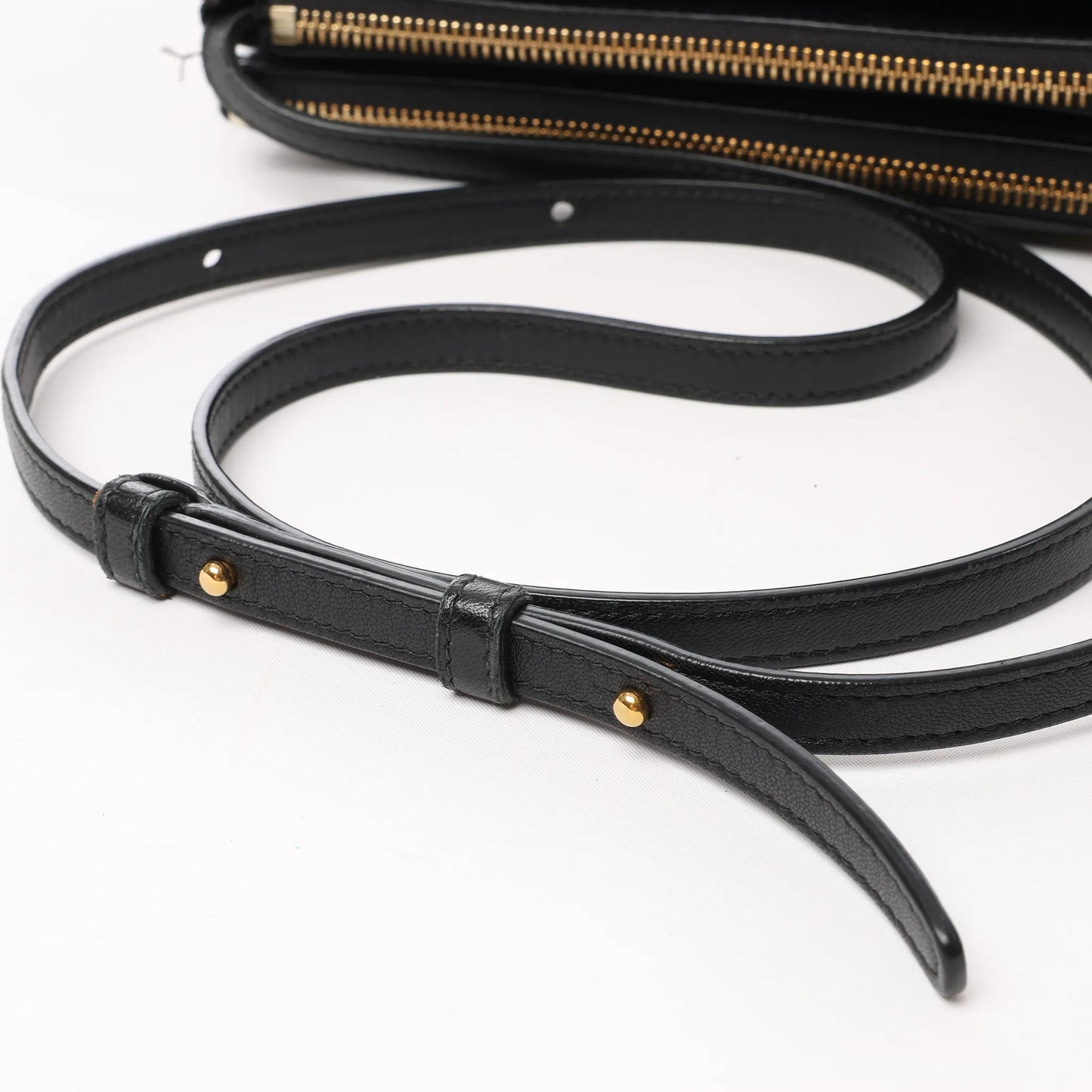 Petit sac bandoulière en cuir Celine Trio noir
