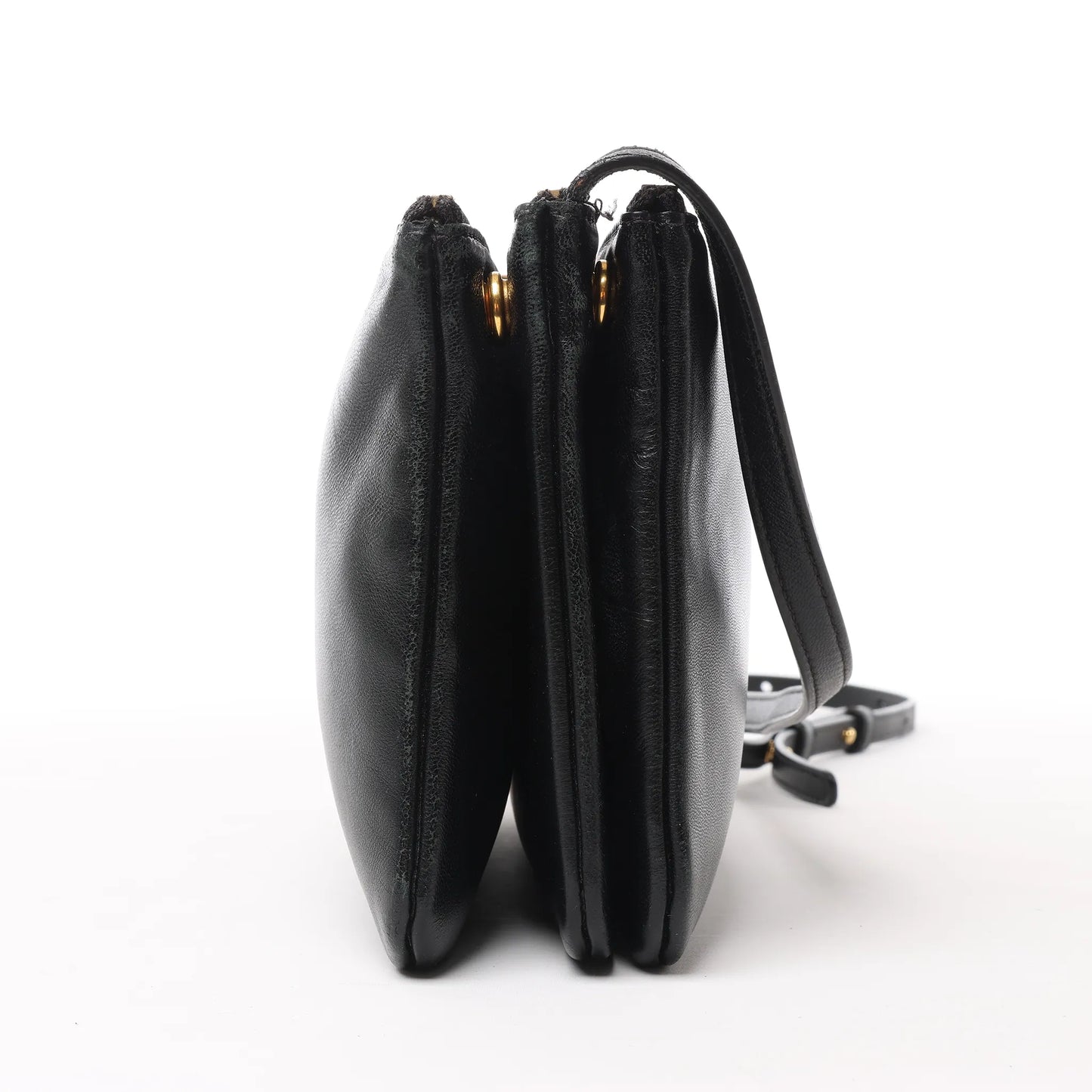 Petit sac bandoulière en cuir Celine Trio noir