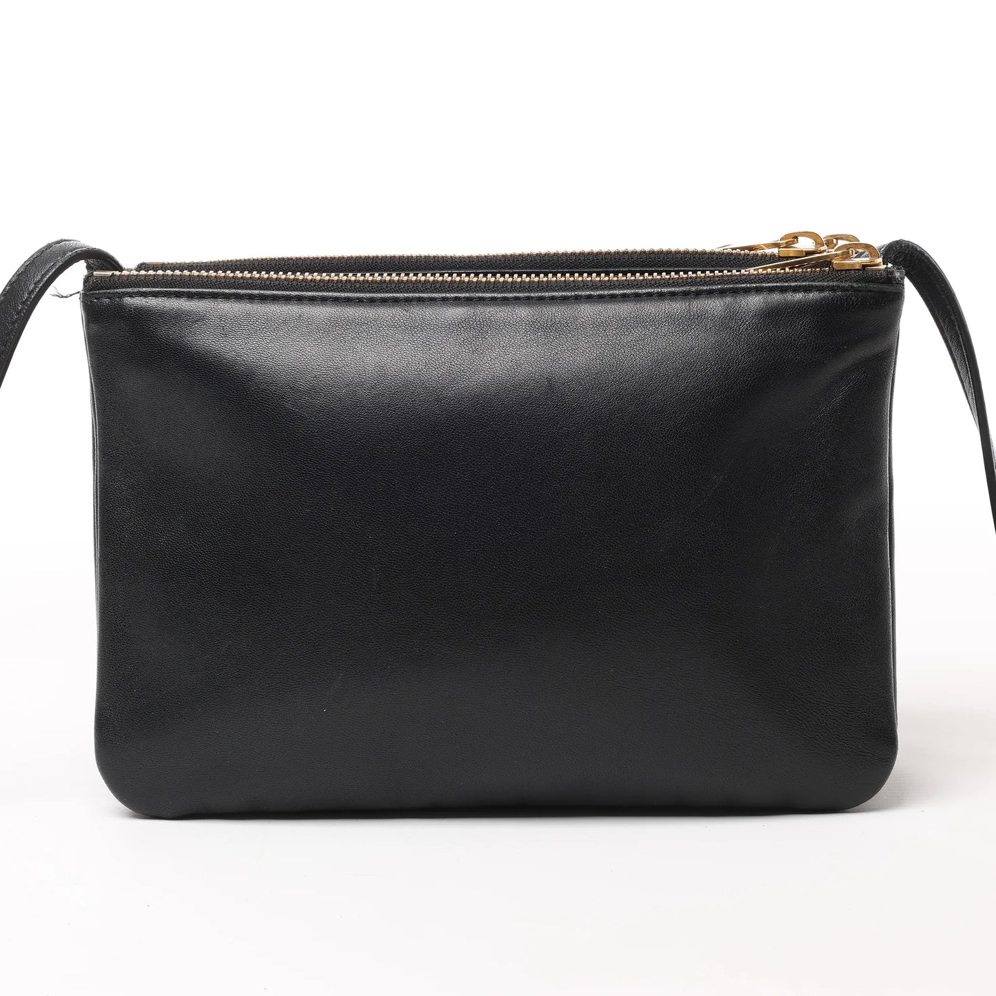 Petit sac bandoulière en cuir Celine Trio noir