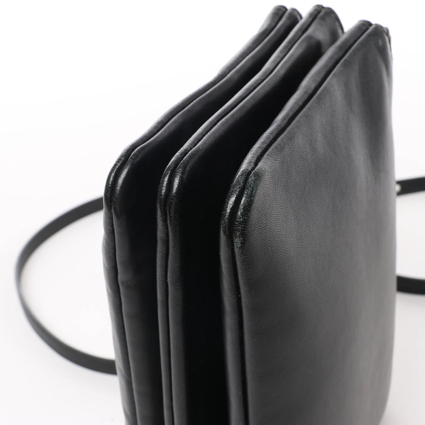 Petit sac bandoulière en cuir Celine Trio noir