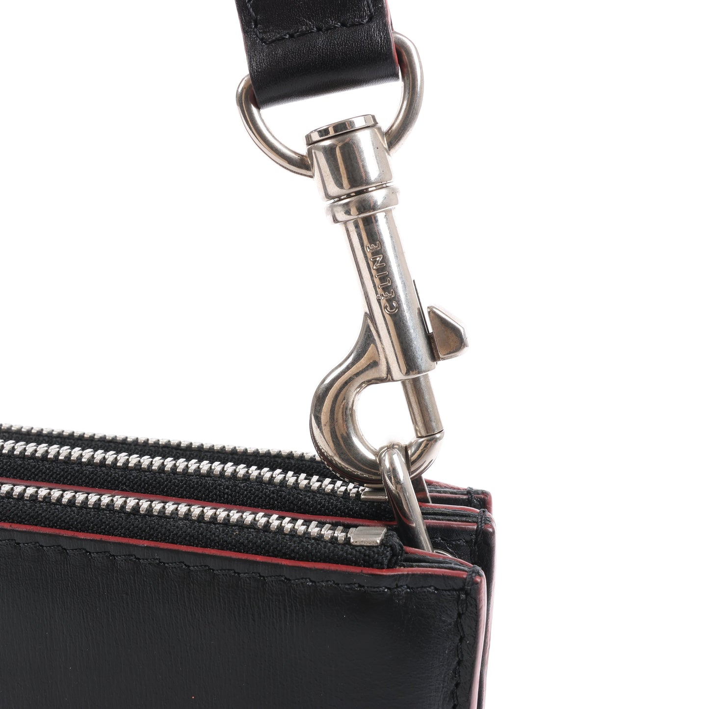 Celine Trio Oversized Edge Leather Crossbody bag in Black