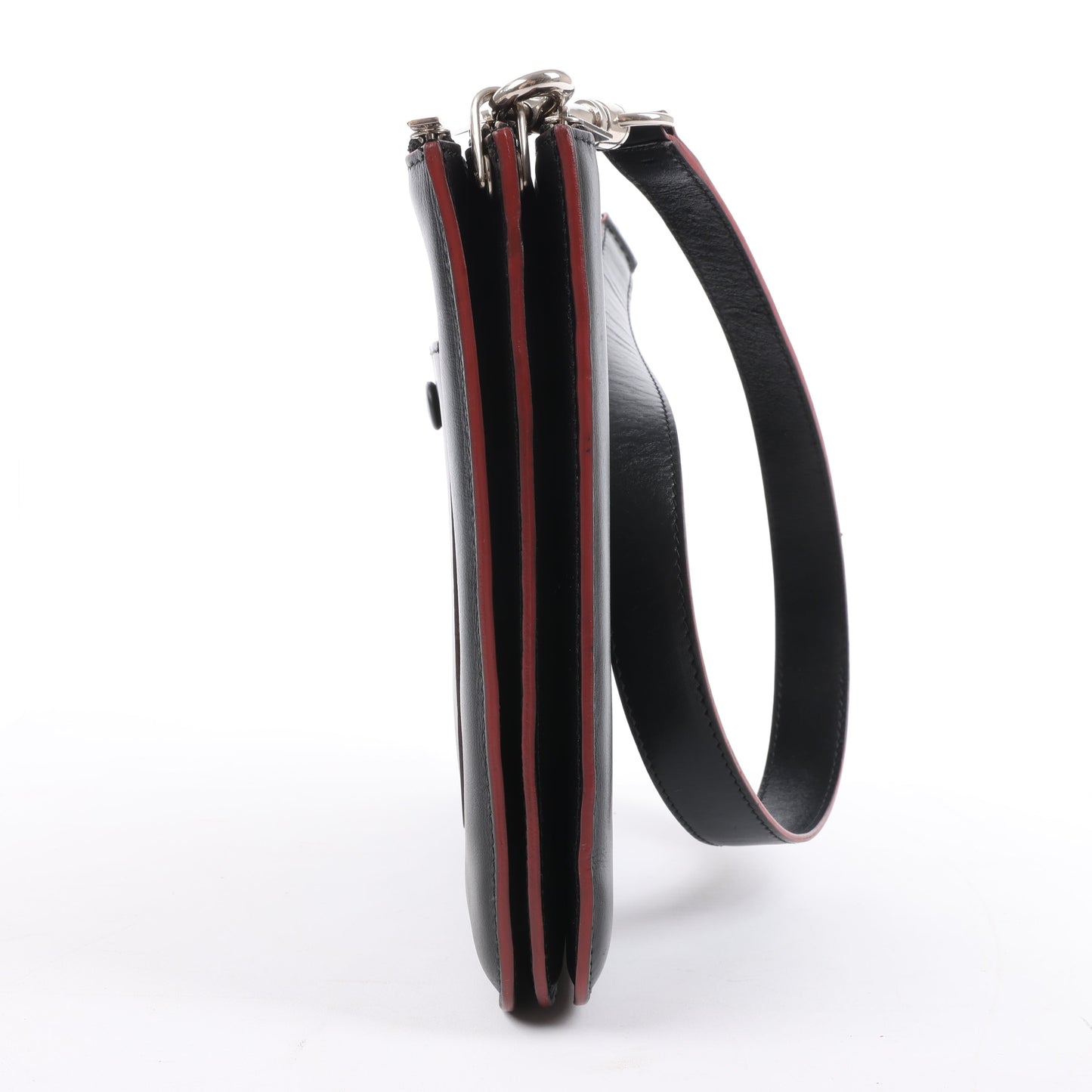 Celine Trio Oversized Edge Leather Crossbody bag in Black