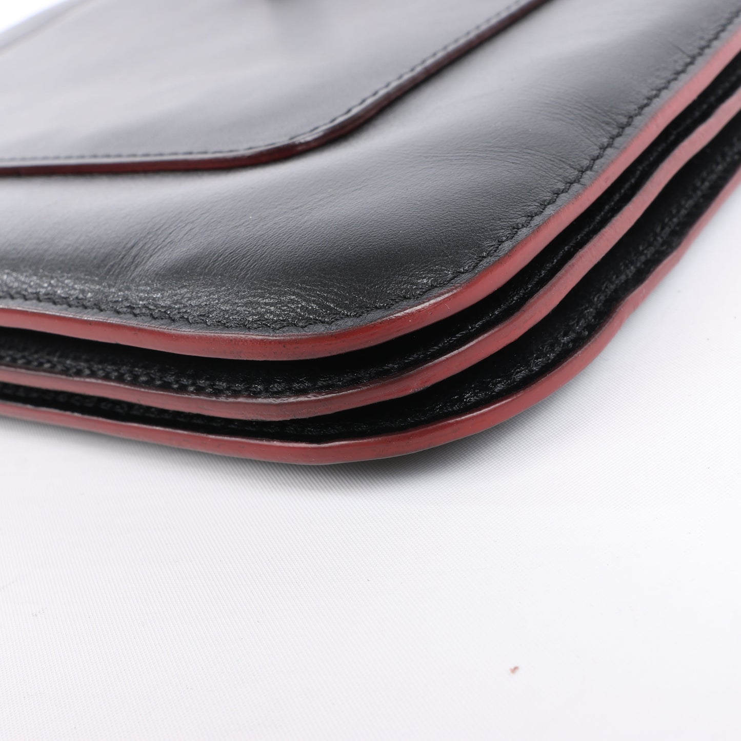 Celine Trio Oversized Edge Leather Crossbody bag in Black