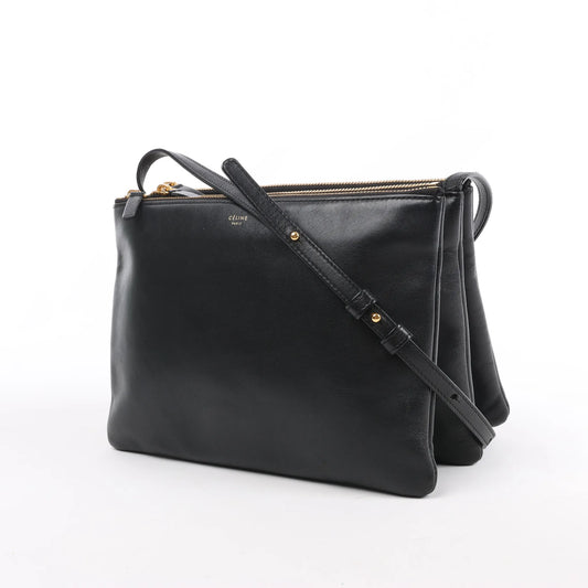 Celine Trio Large Leather Crossbody bag in Black