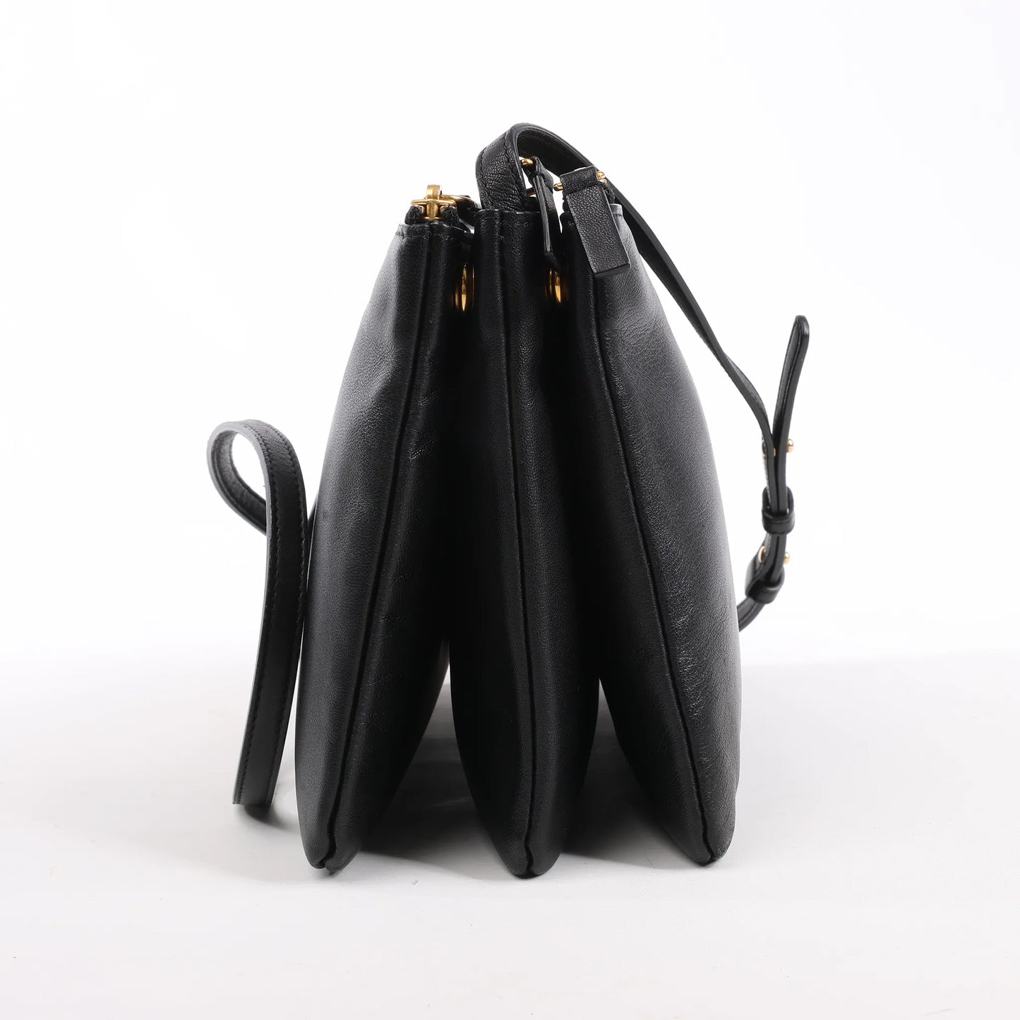 Celine Trio Large Leather Crossbody bag in Black