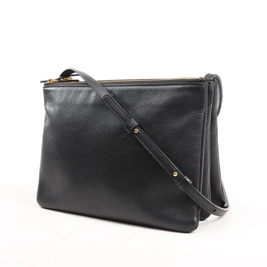 Celine Trio Large Leather Crossbody bag in Black