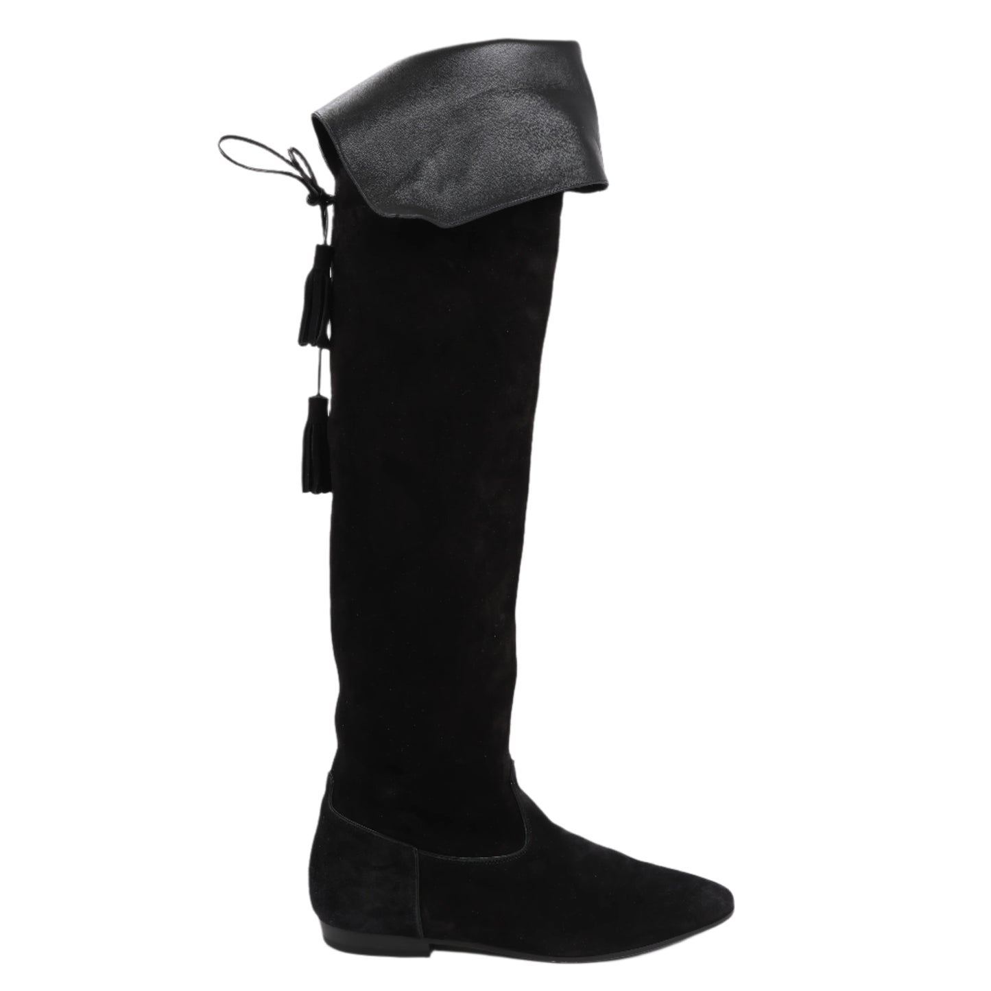 Bottes plates au-dessus du genou Celine Chat Botté en cuir de veau velours, taille 38 RM0220