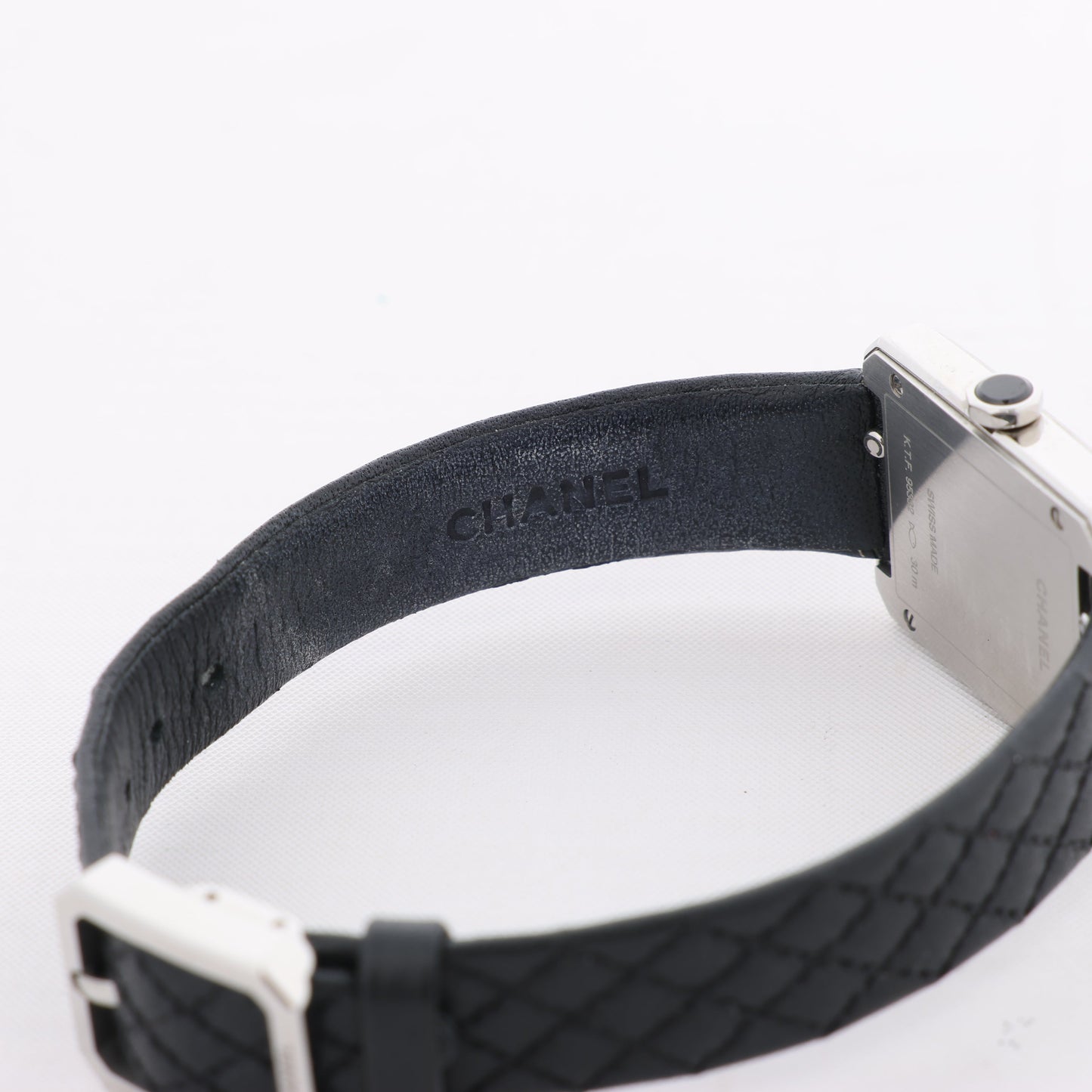 Montre Chanel Boyfriend H6955 KTF95332 SS et bracelet en cuir QZ à cadran argenté