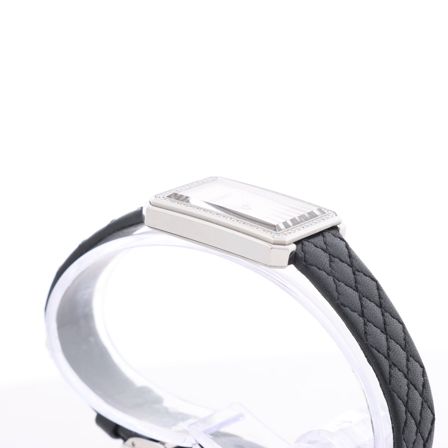 Montre Chanel Boyfriend H6955 KTF95332 SS et bracelet en cuir QZ à cadran argenté