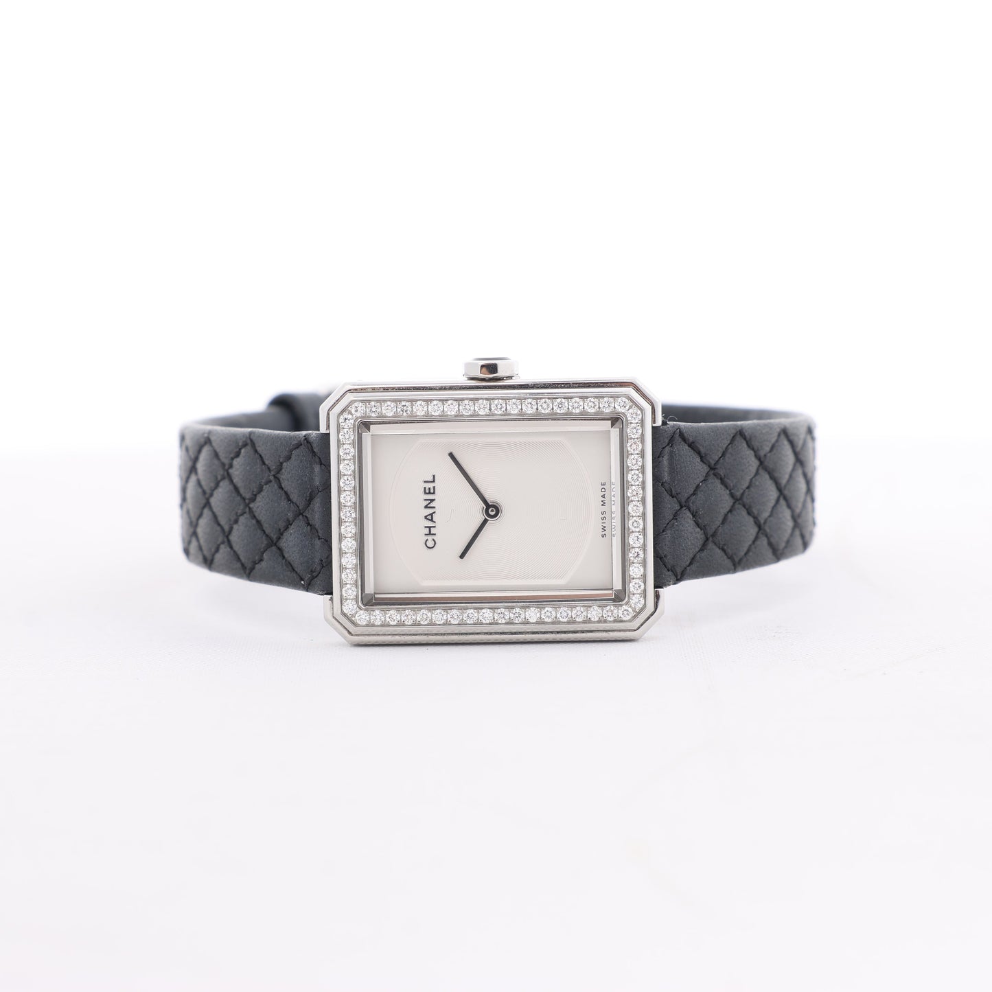 Montre Chanel Boyfriend H6955 KTF95332 SS et bracelet en cuir QZ à cadran argenté