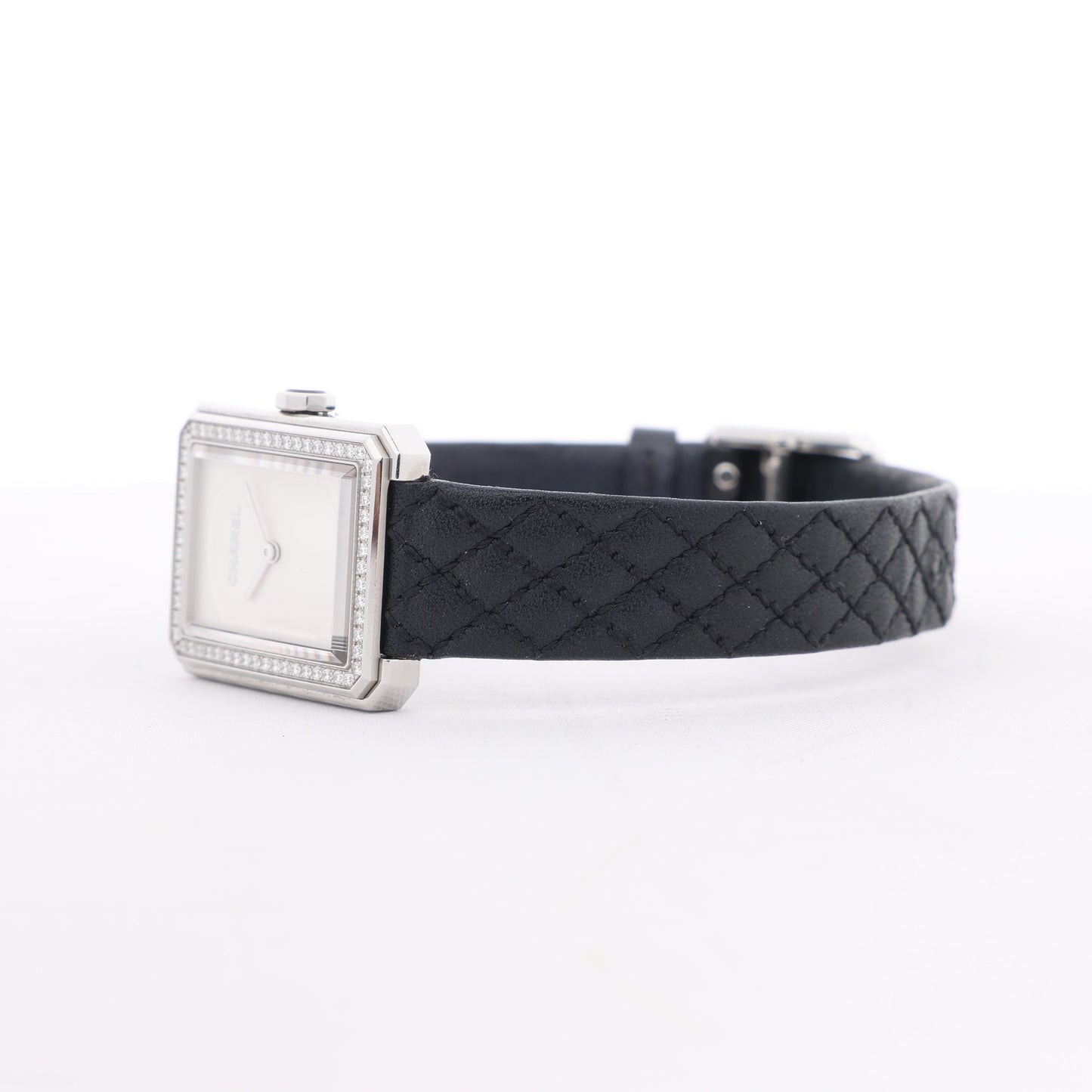 Montre Chanel Boyfriend H6955 KTF95332 SS et bracelet en cuir QZ à cadran argenté