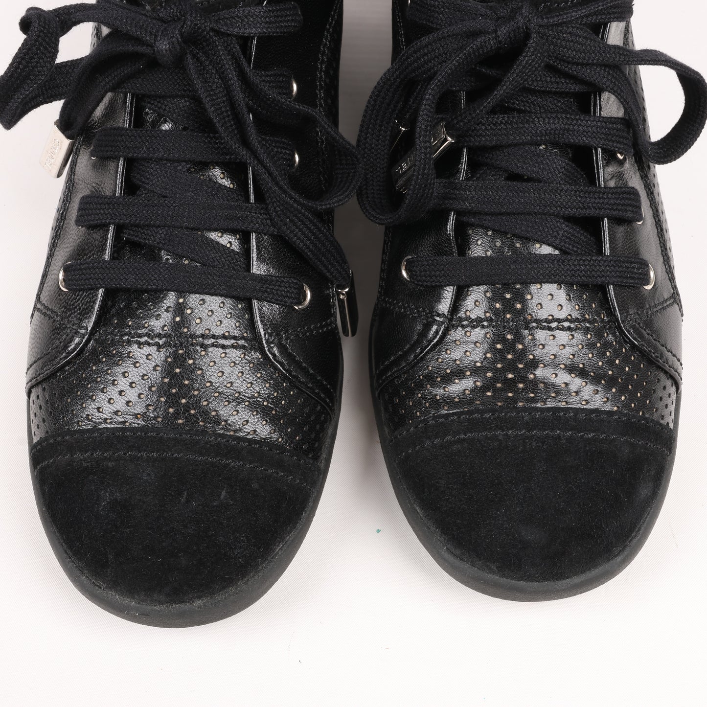 CHANEL Coco Mark 11P Suede x Leather Sneakers 37 in Black G25313