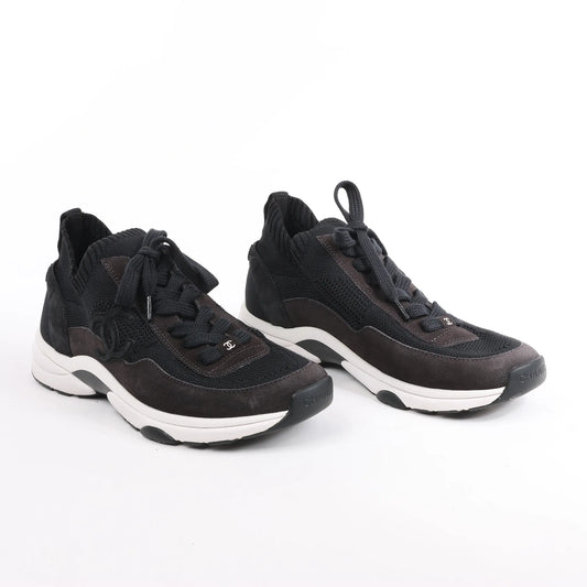 CHANEL Coco Mark Knit Sneakers in Schwarz G38750, Größe 40,5 EU