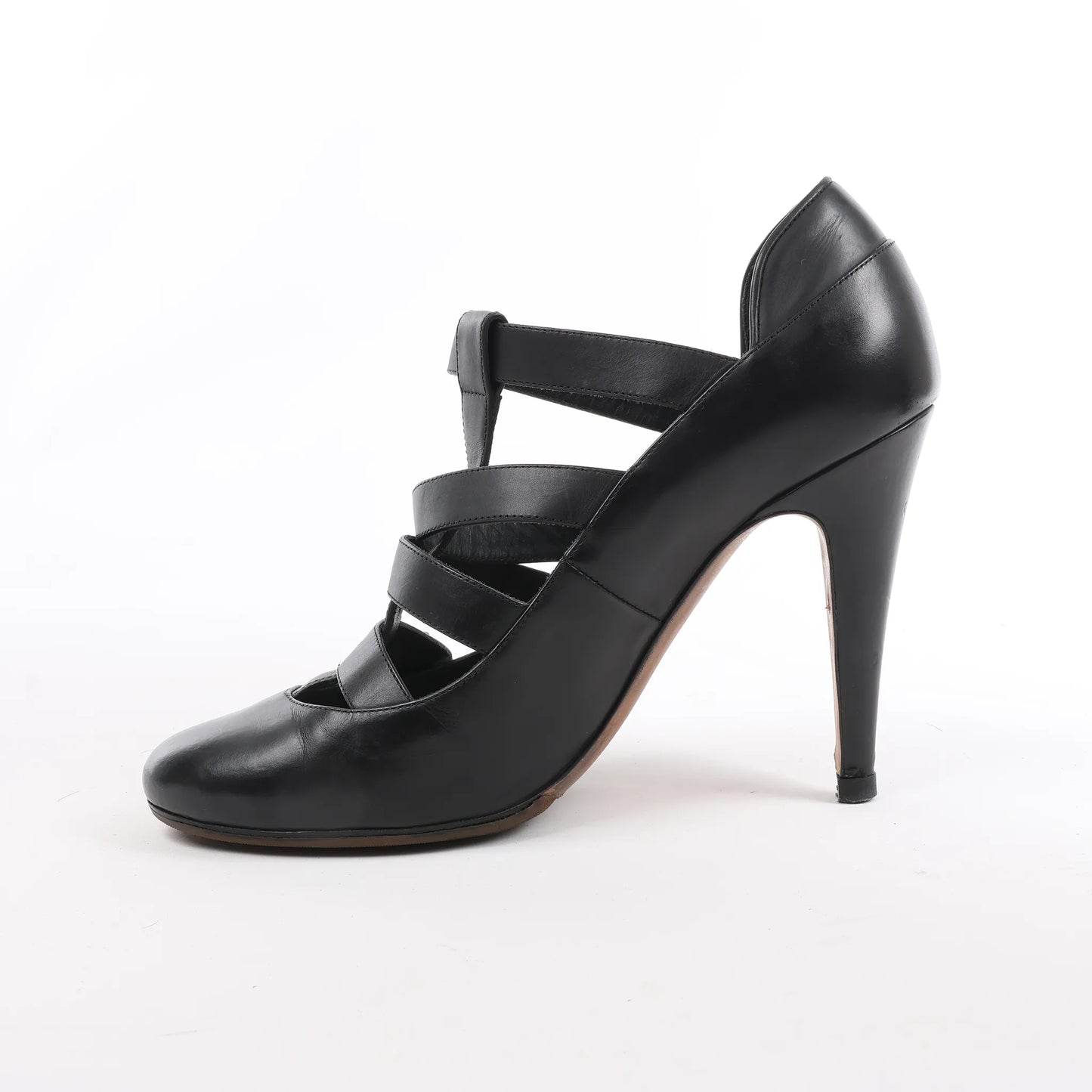 Chanel Coco Mark Lion Clover Buttons Leather Pumps in Black, Size 38 EU
