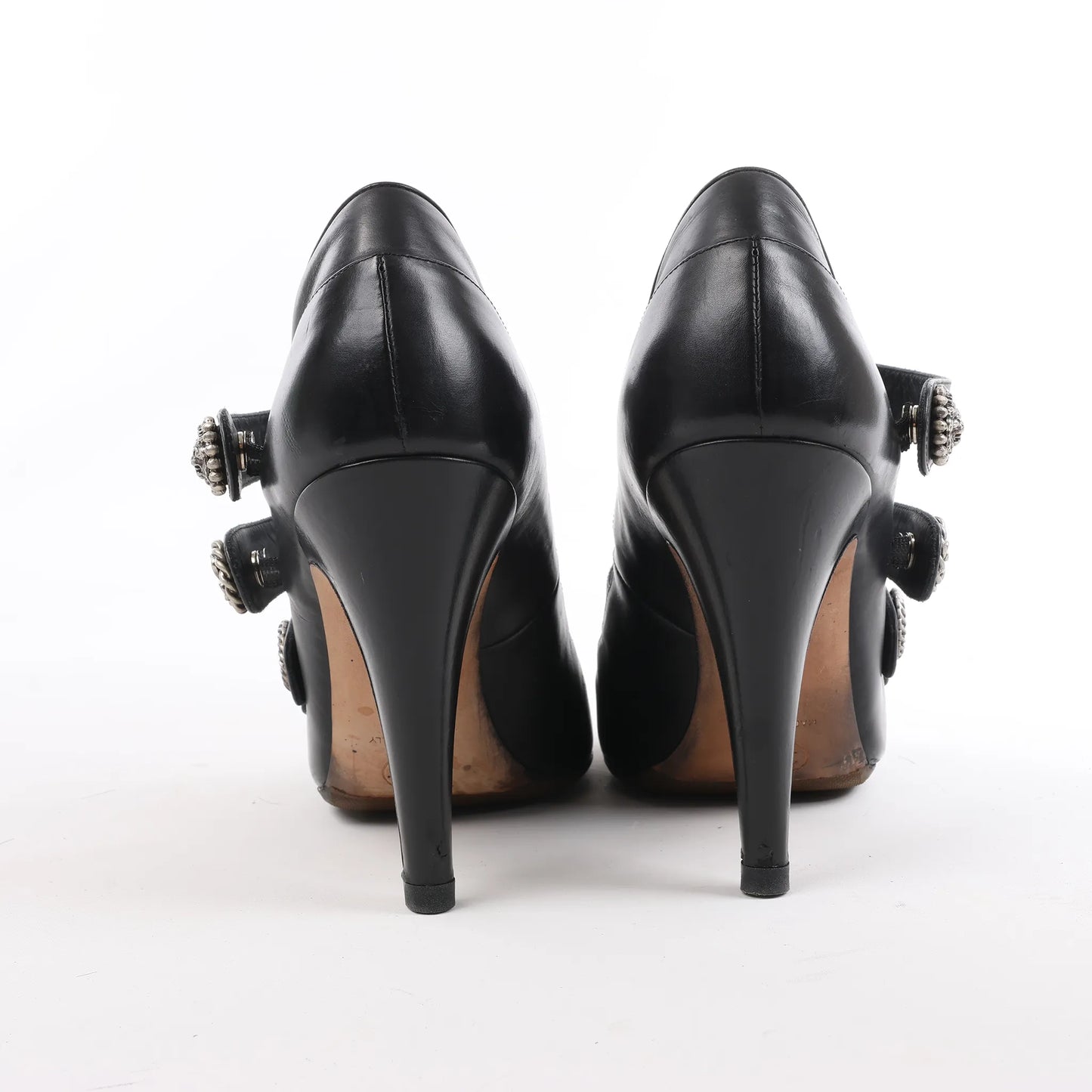 Chanel Coco Mark Lion Clover Buttons Leather Pumps in Black, Size 38 EU