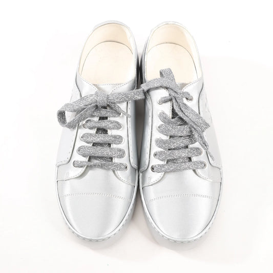 Chanel Coco Mark Rubber Sneakers in Silver G32719, Size 38 EU