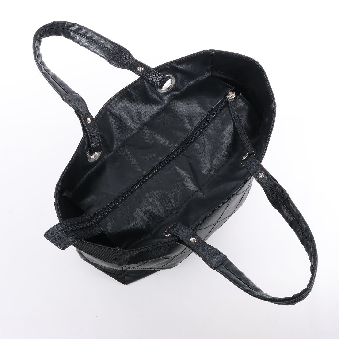 Chanel Paris Biarritz MM Coating Canvas Shoulder Bag in Black
