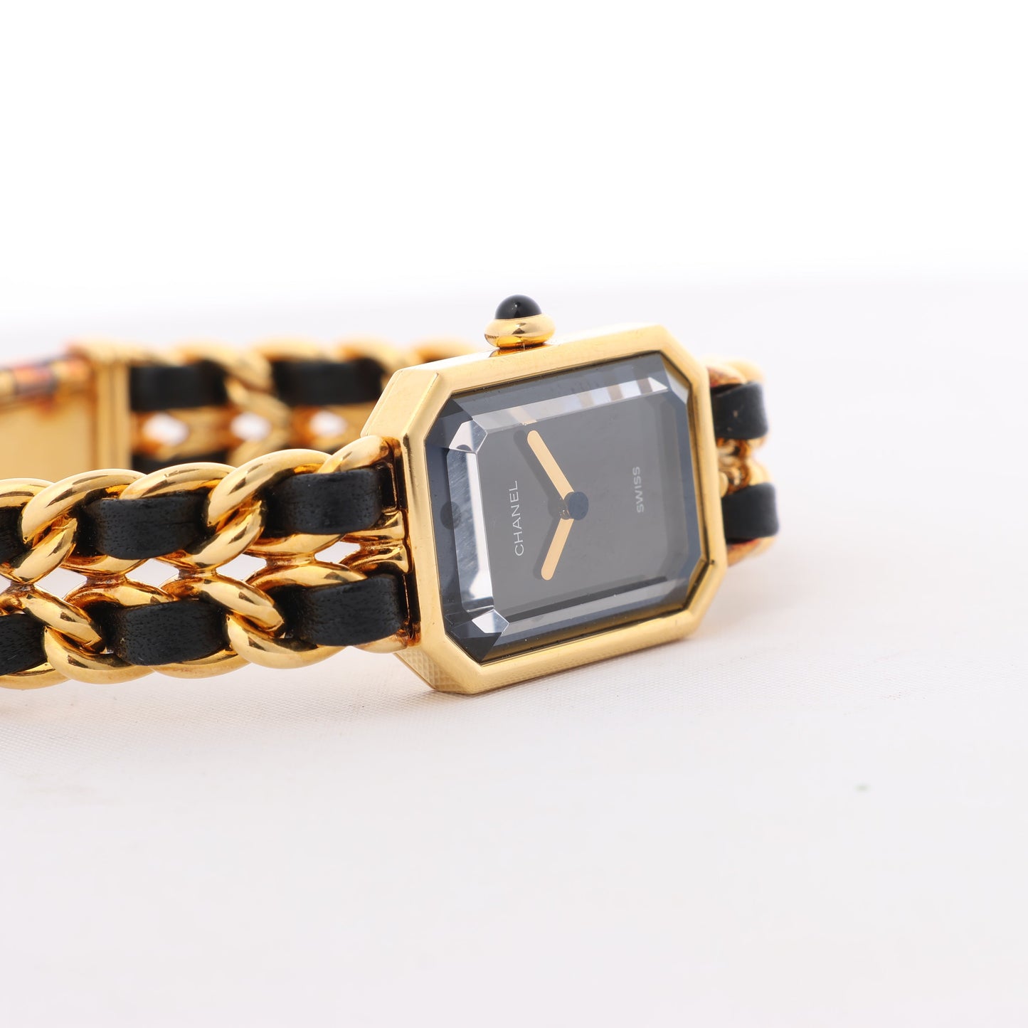 Chanel Premiere XL H0001 GN08533 GP & Leather QZ Black Dial Watch