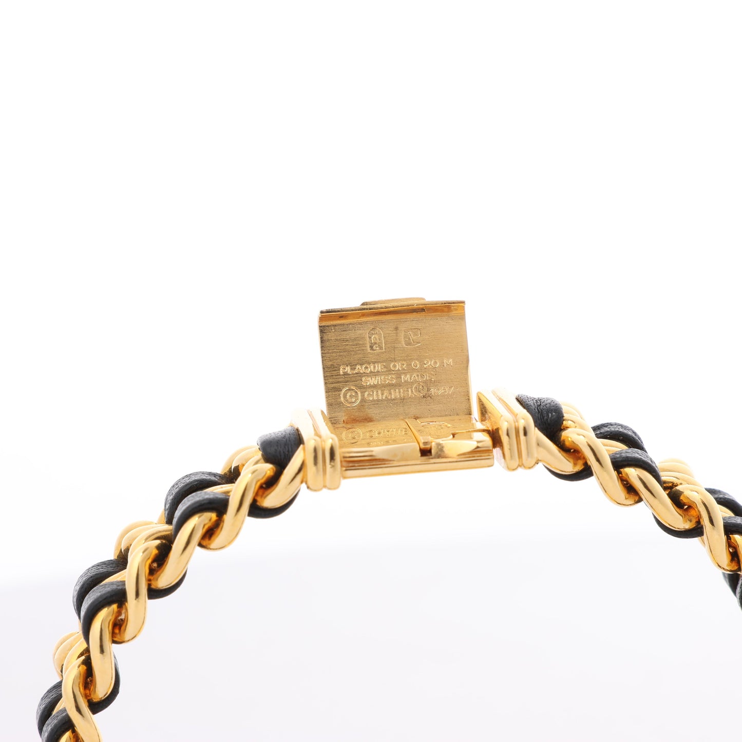 Chanel Premiere XL H0001 GN08533 GP & Leather QZ Black Dial Watch