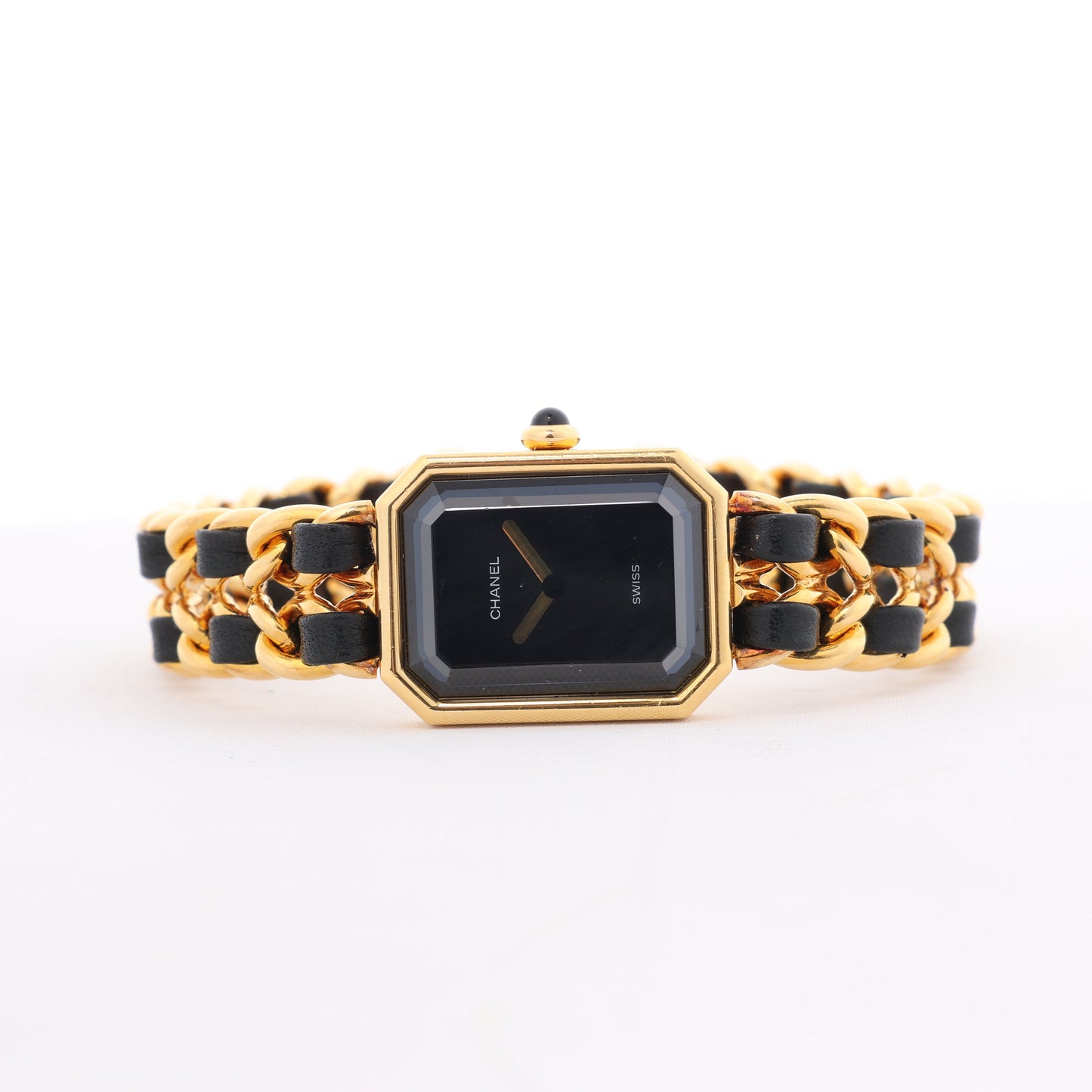 Chanel Premiere XL H0001 GN08533 GP & Leather QZ Black Dial Watch
