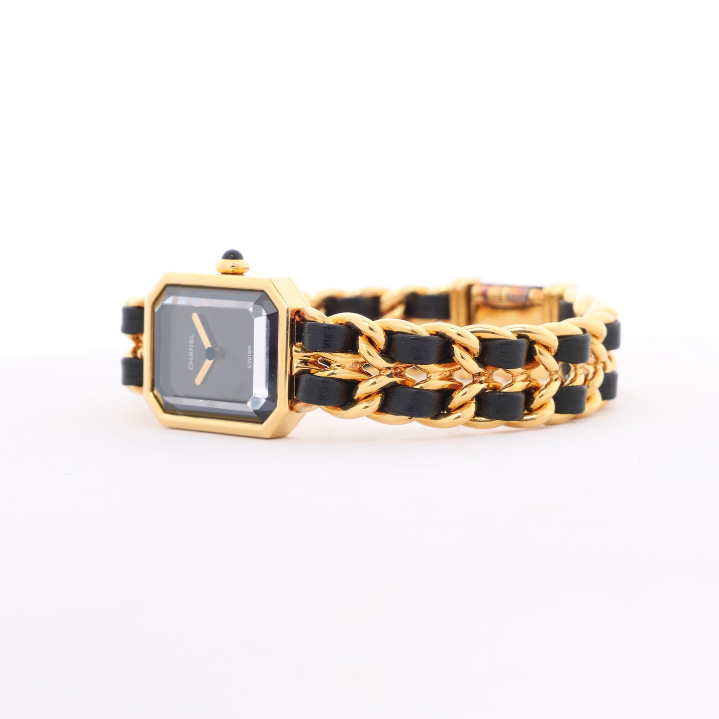 Chanel Premiere XL H0001 GN08533 GP & Leather QZ Black Dial Watch