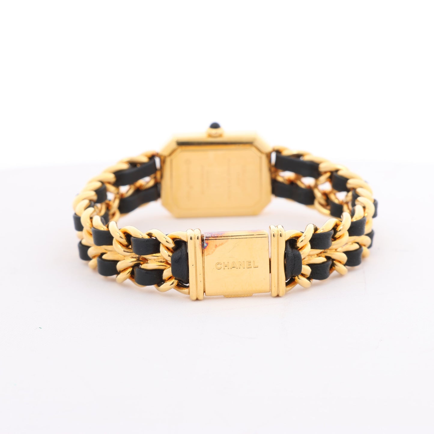 Chanel Premiere XL H0001 GN08533 GP & Leather QZ Black Dial Watch