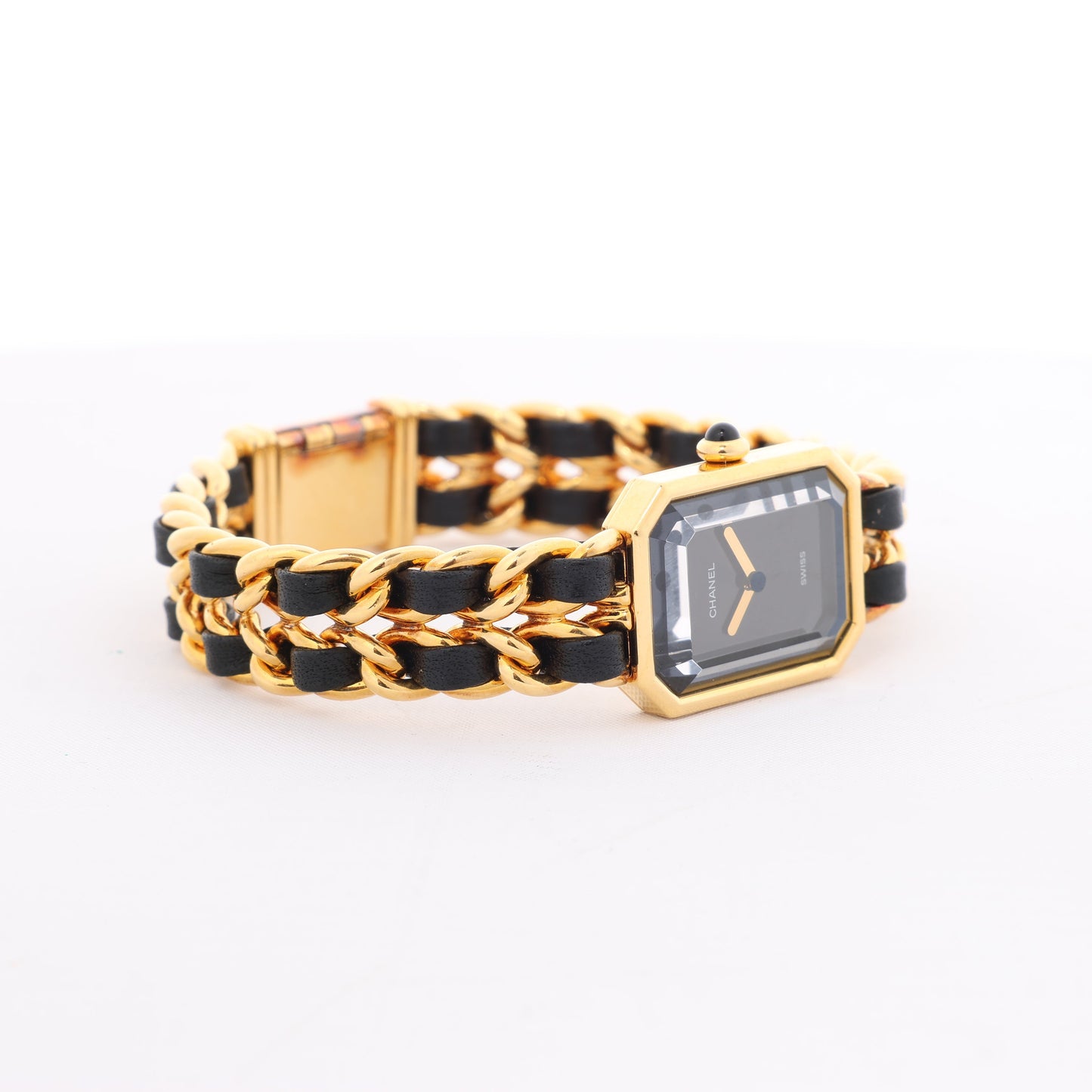 Chanel Premiere XL H0001 GN08533 GP & Leather QZ Black Dial Watch