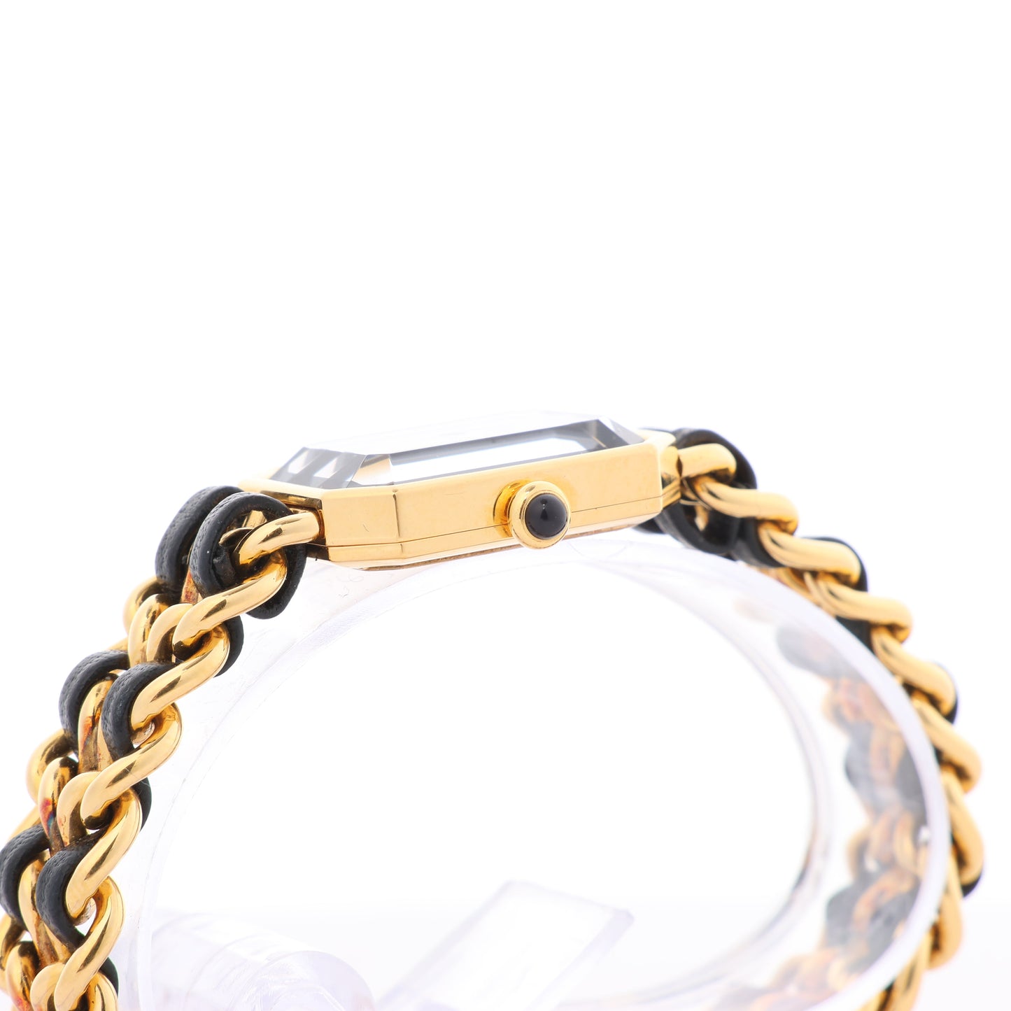 Chanel Premiere L H0001 MN16207 GP & Leather QZ Black Dial Watch