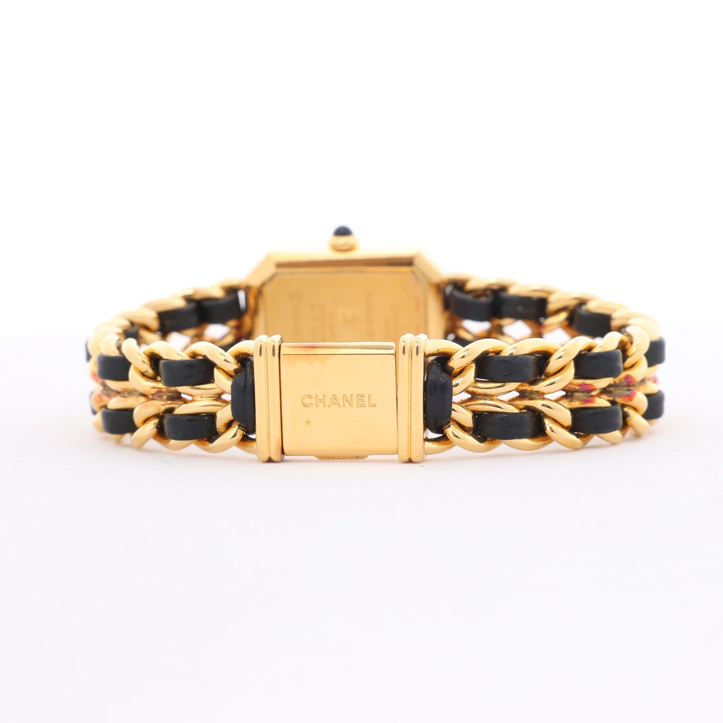 Chanel Premiere L H0001 MN16207 GP & Leather QZ Black Dial Watch