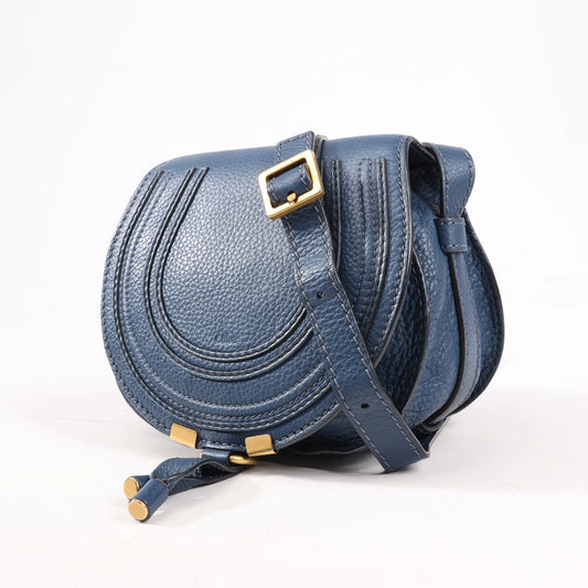 Chloe Marcie Mini Leather Crossbody Bag in Navy Blue