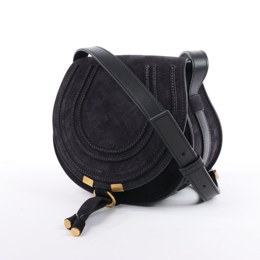 Chloe Marcie Mini Suede Crossbody Bag in Black