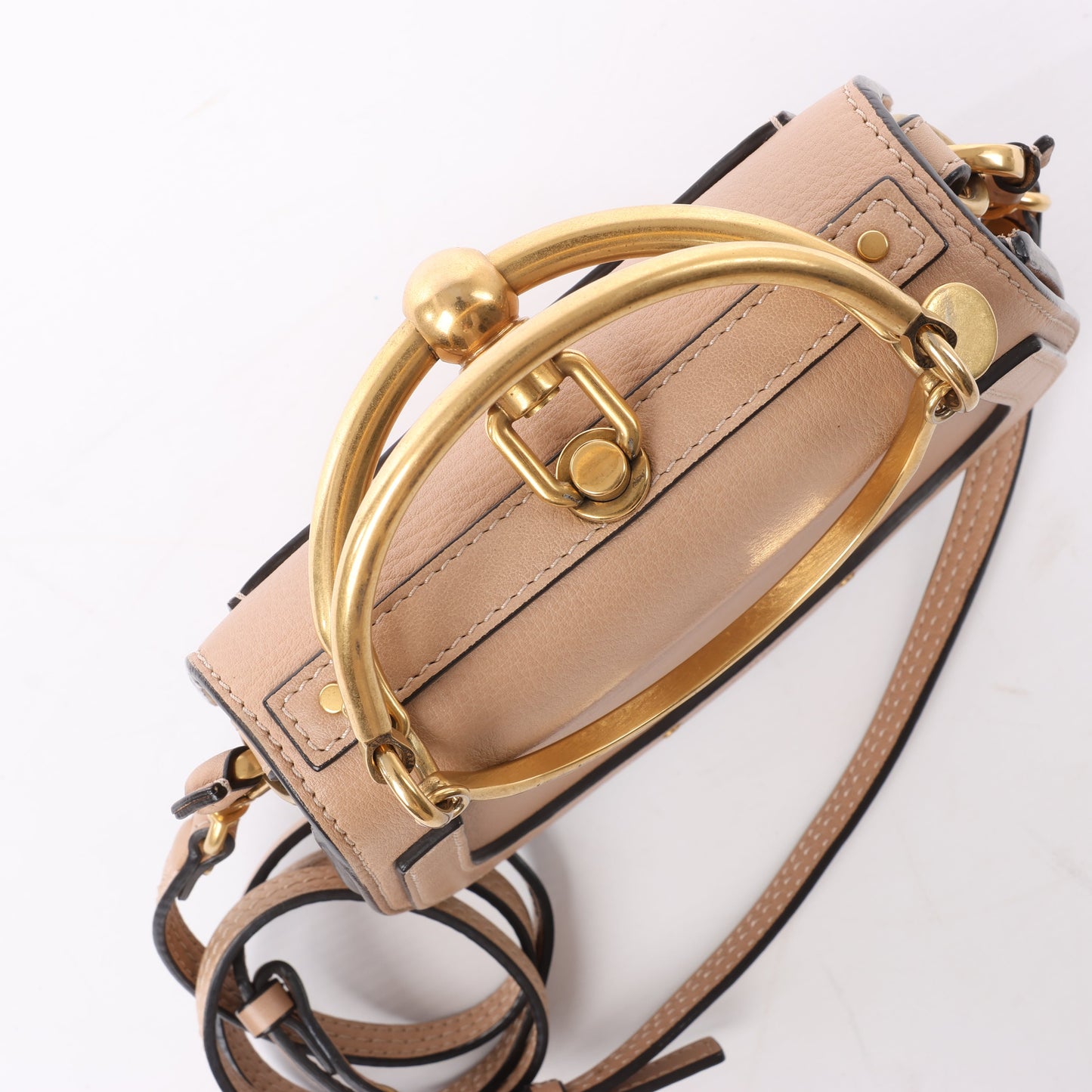 CHLOE Nile Bracelet Leather Small 2Way Shoulder Bag in Beige
