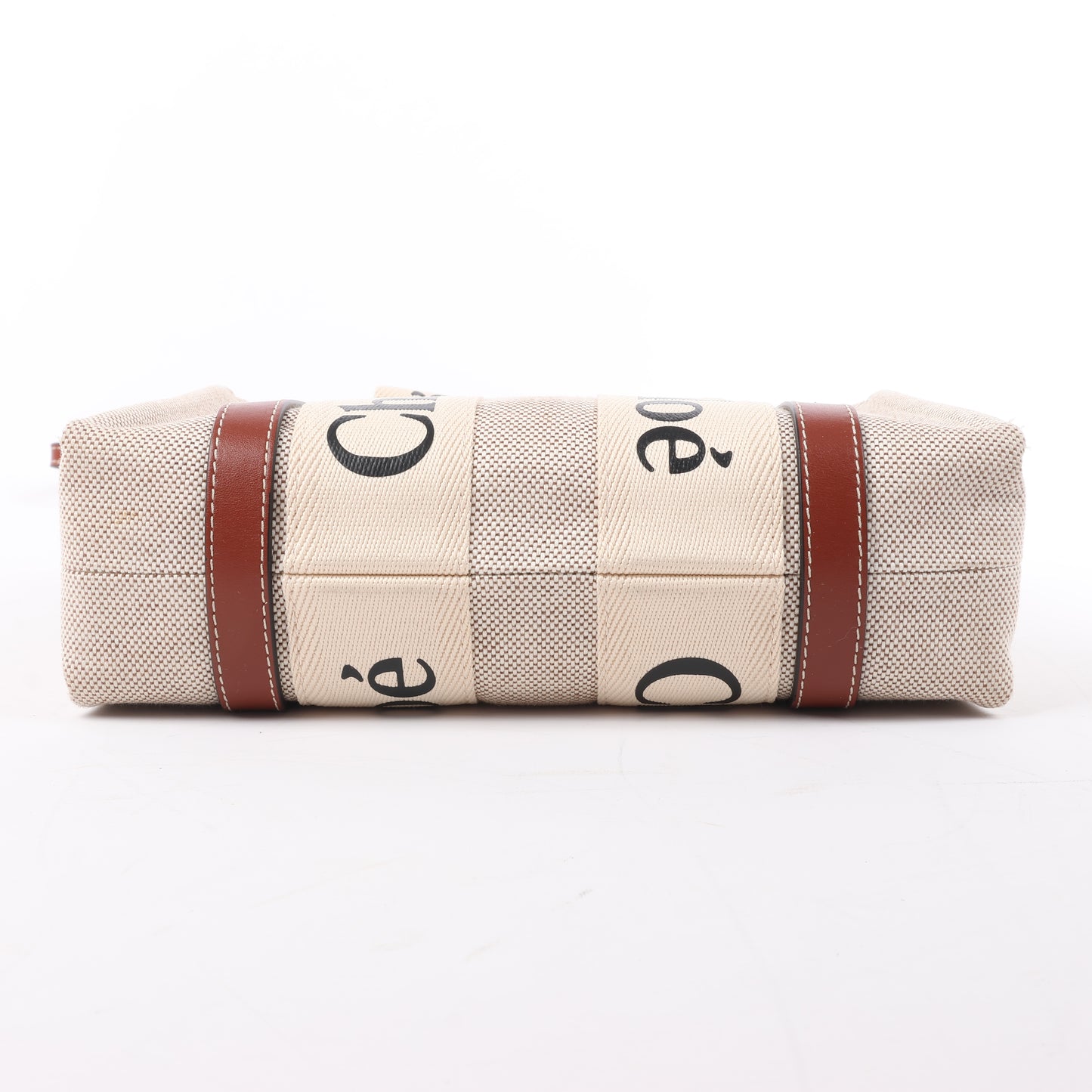 Chloé Woody Small Canvas & Leather 2Way Handbag in Beige x Brown