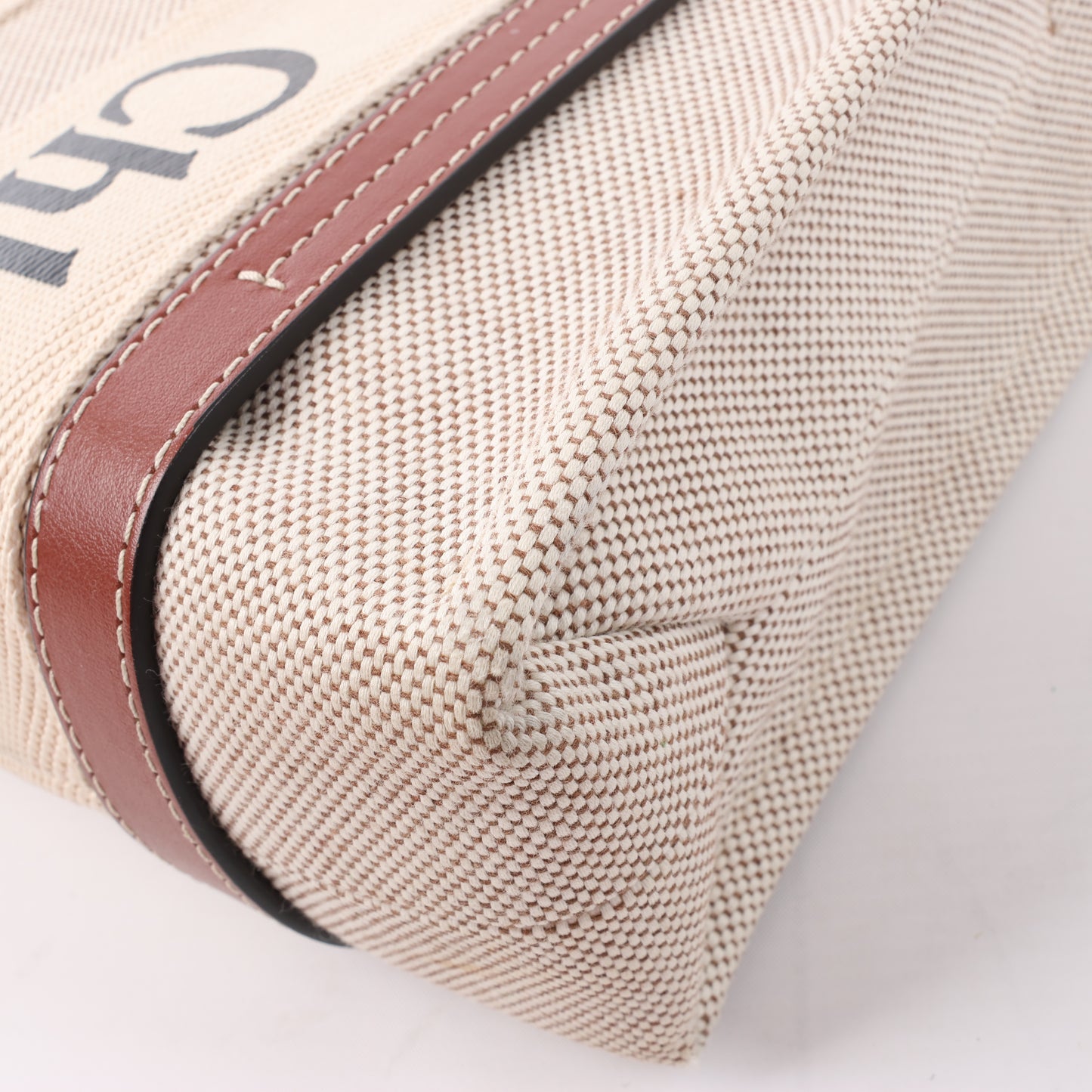 Chloé Woody Small Canvas & Leather 2Way Handbag in Beige x Brown