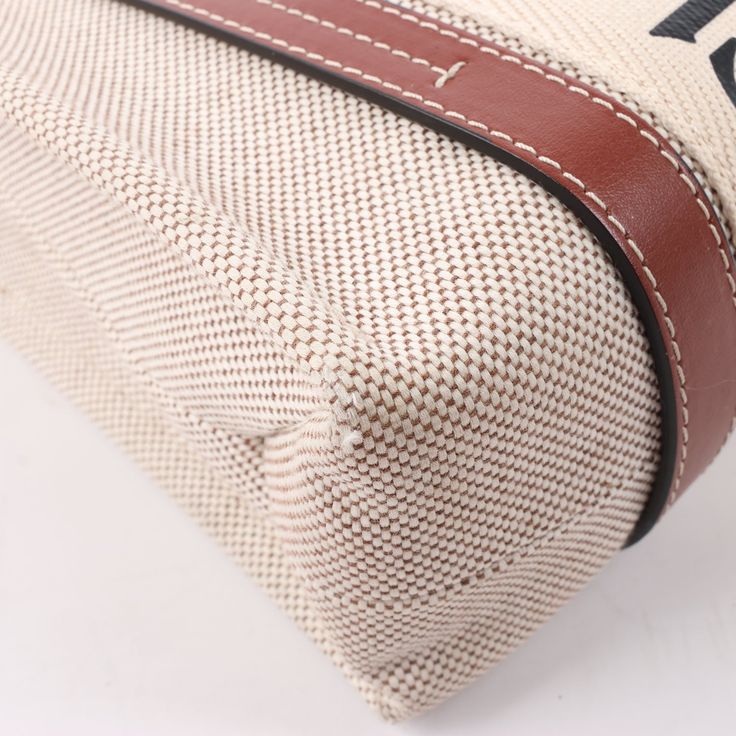 Chloé Woody Small Canvas & Leather 2Way Handbag in Beige x Brown