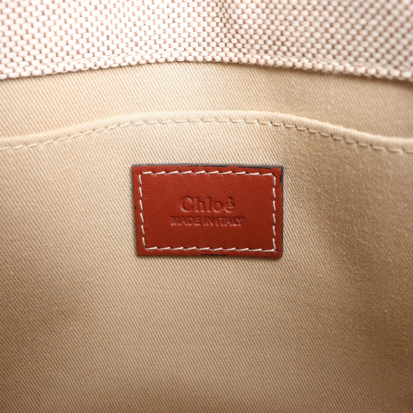 Chloé Woody Small Canvas & Leather 2Way Handbag in Beige x Brown