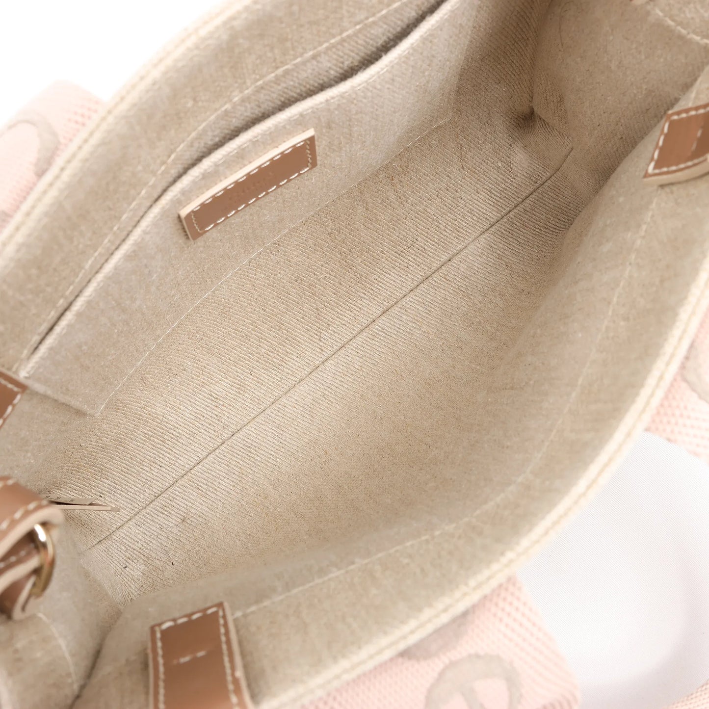 Petit sac à main Chloé Woody en toile et cuir beige