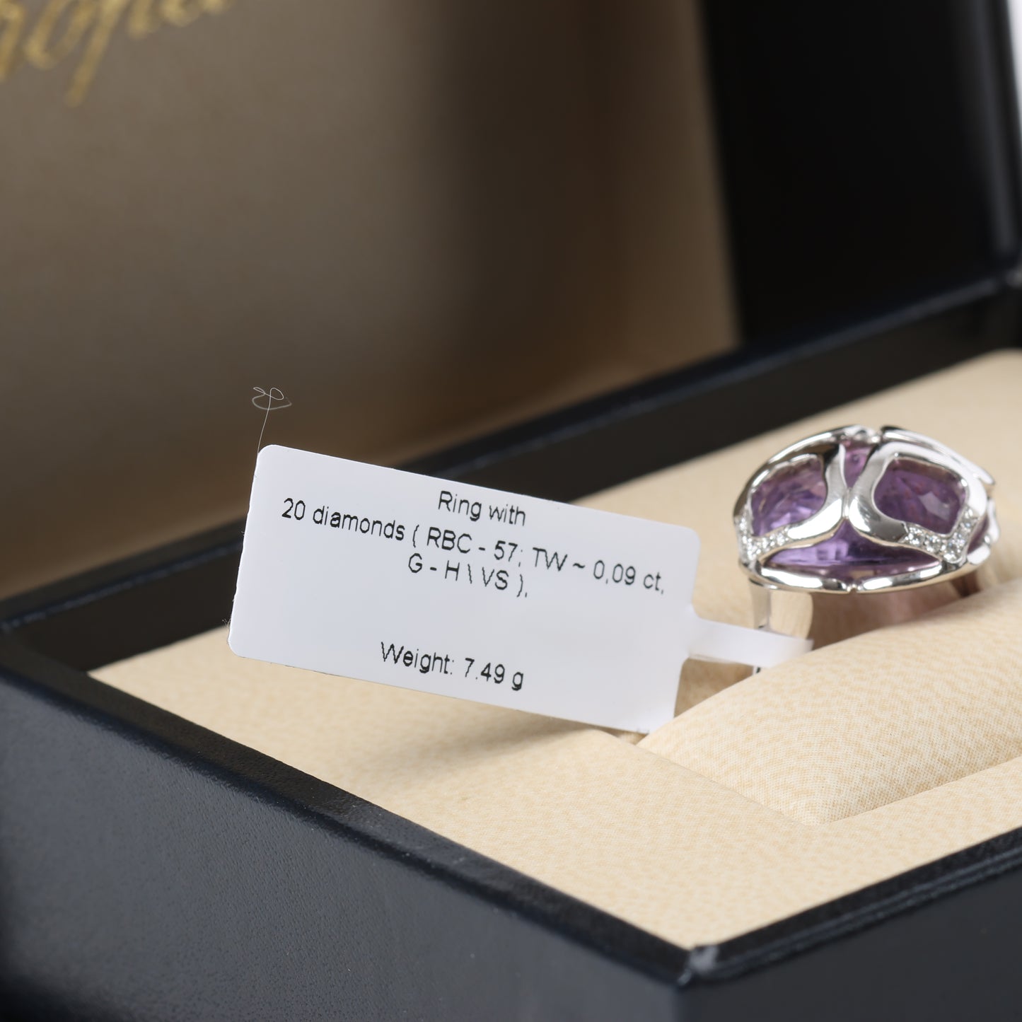 Chopard Imperiale Amethyst Diamond 18k White Gold Cocktail Ring, Size 51 EU
