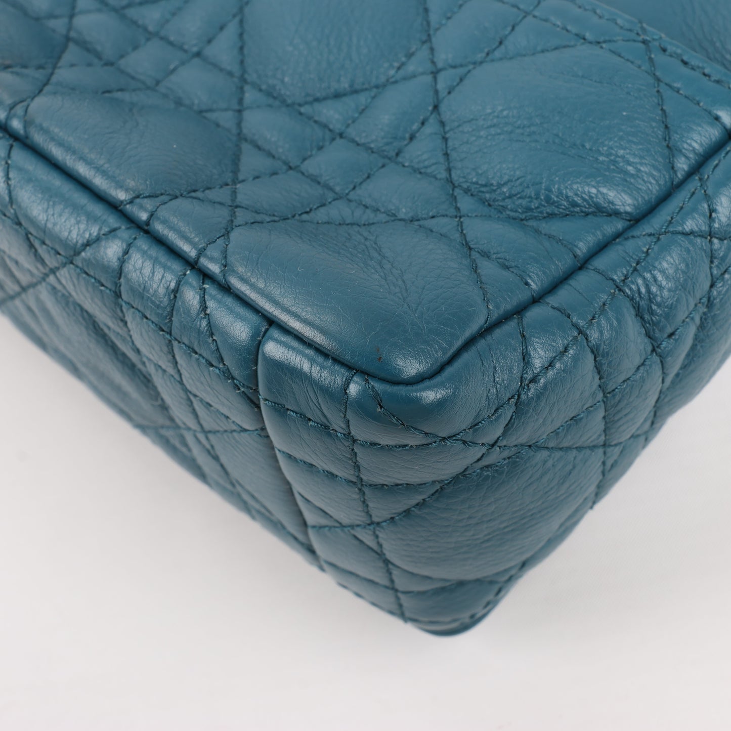 Sac bandoulière chaîne en cuir Christian Dior Caro bleu