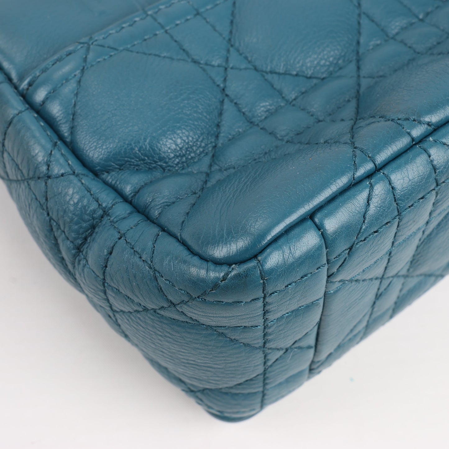 Sac bandoulière chaîne en cuir Christian Dior Caro bleu