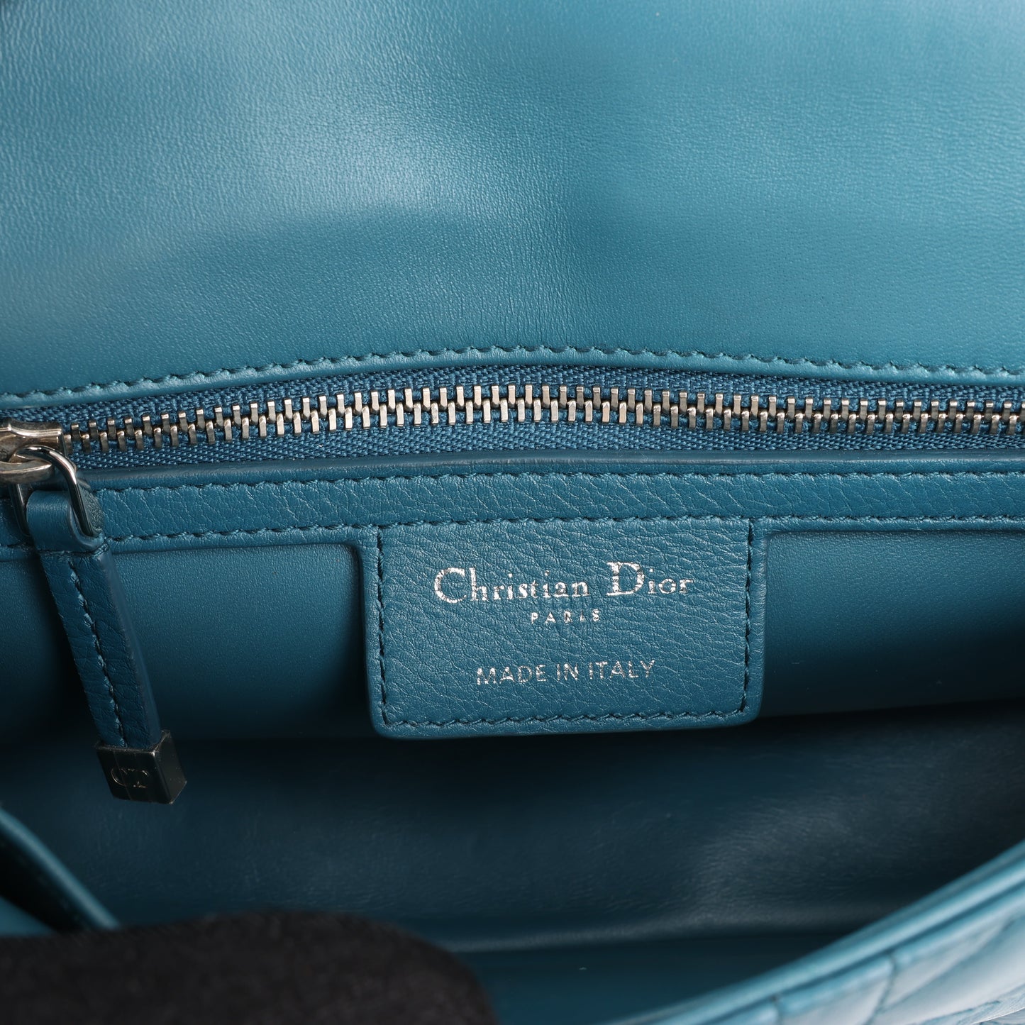 Sac bandoulière chaîne en cuir Christian Dior Caro bleu