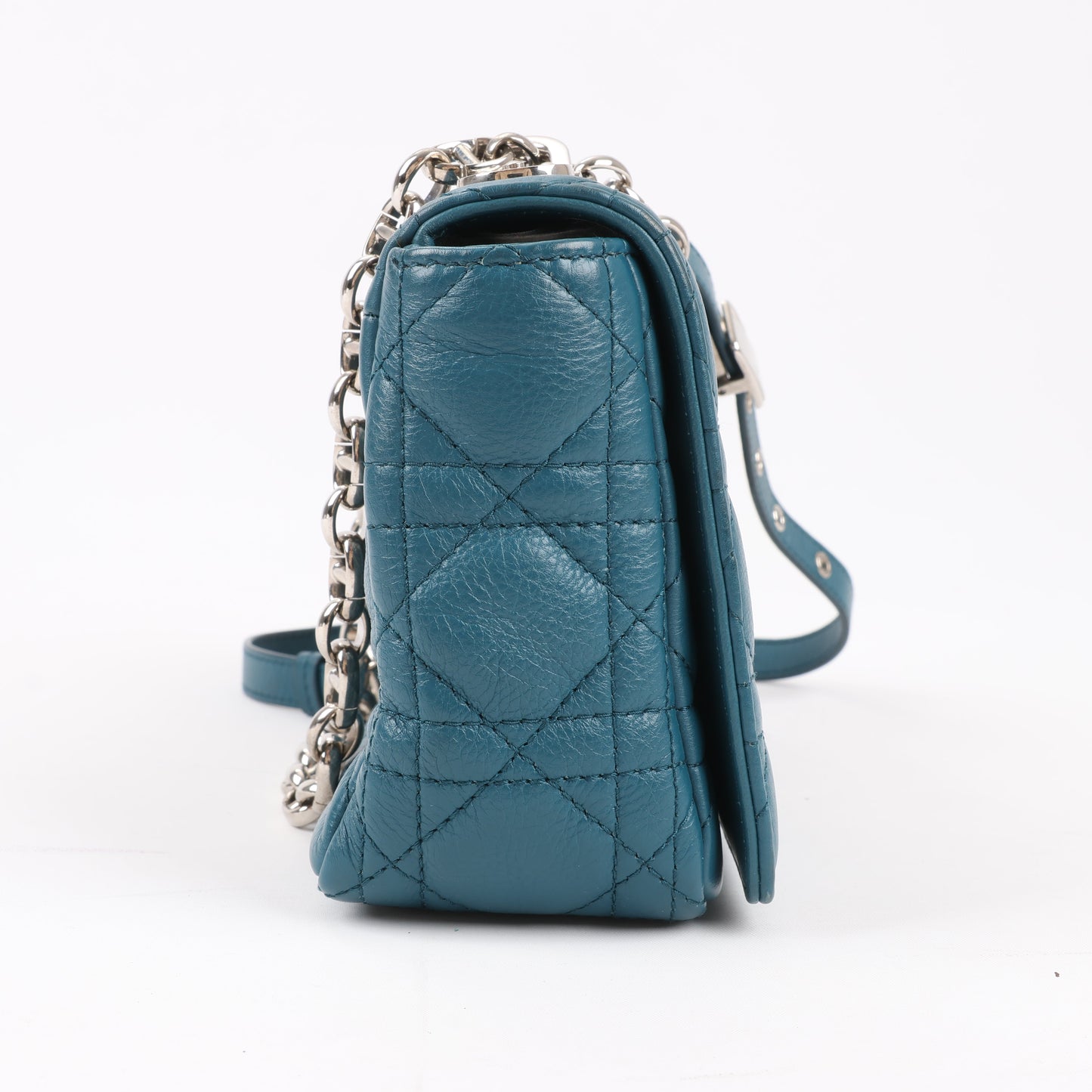 Sac bandoulière chaîne en cuir Christian Dior Caro bleu