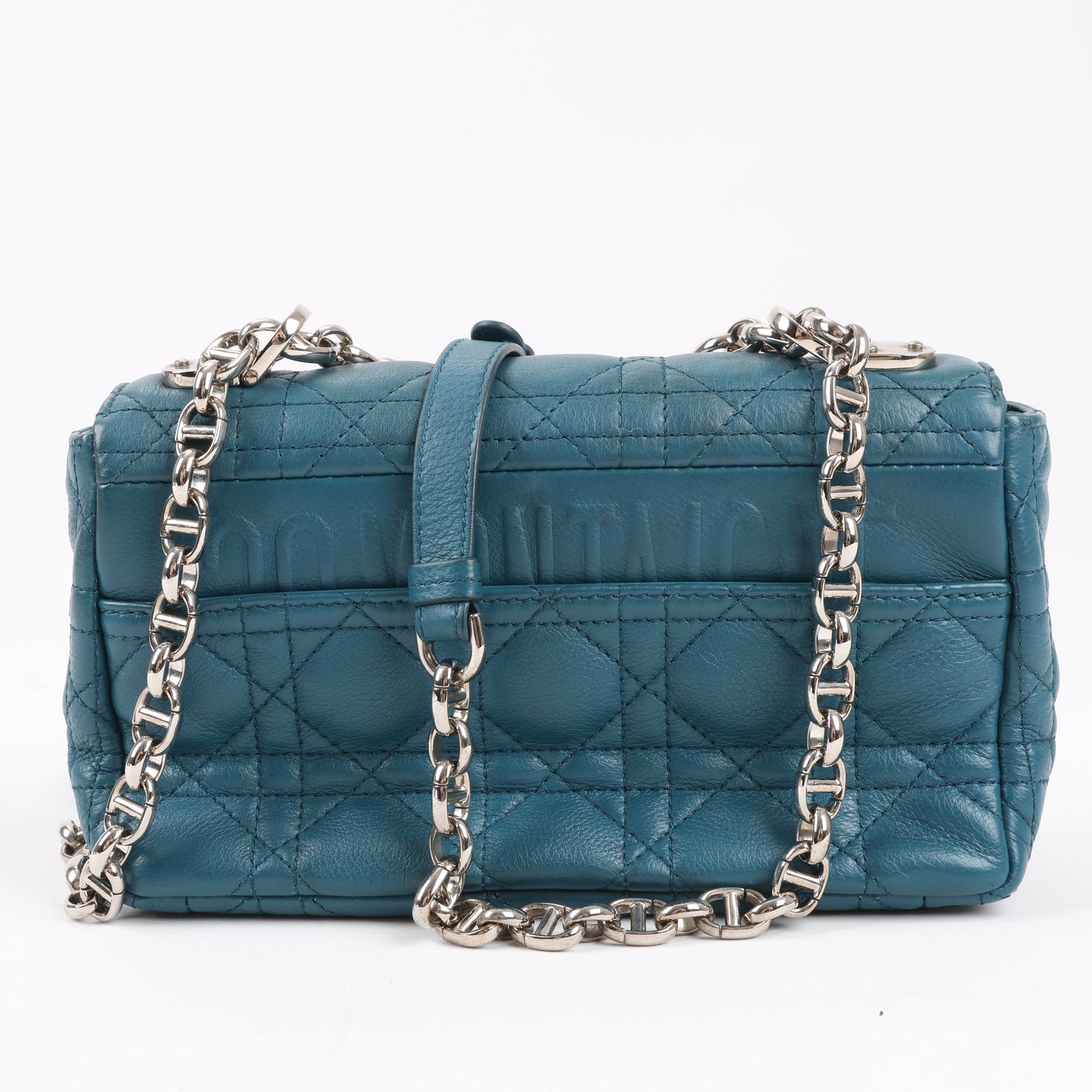 Sac bandoulière chaîne en cuir Christian Dior Caro bleu